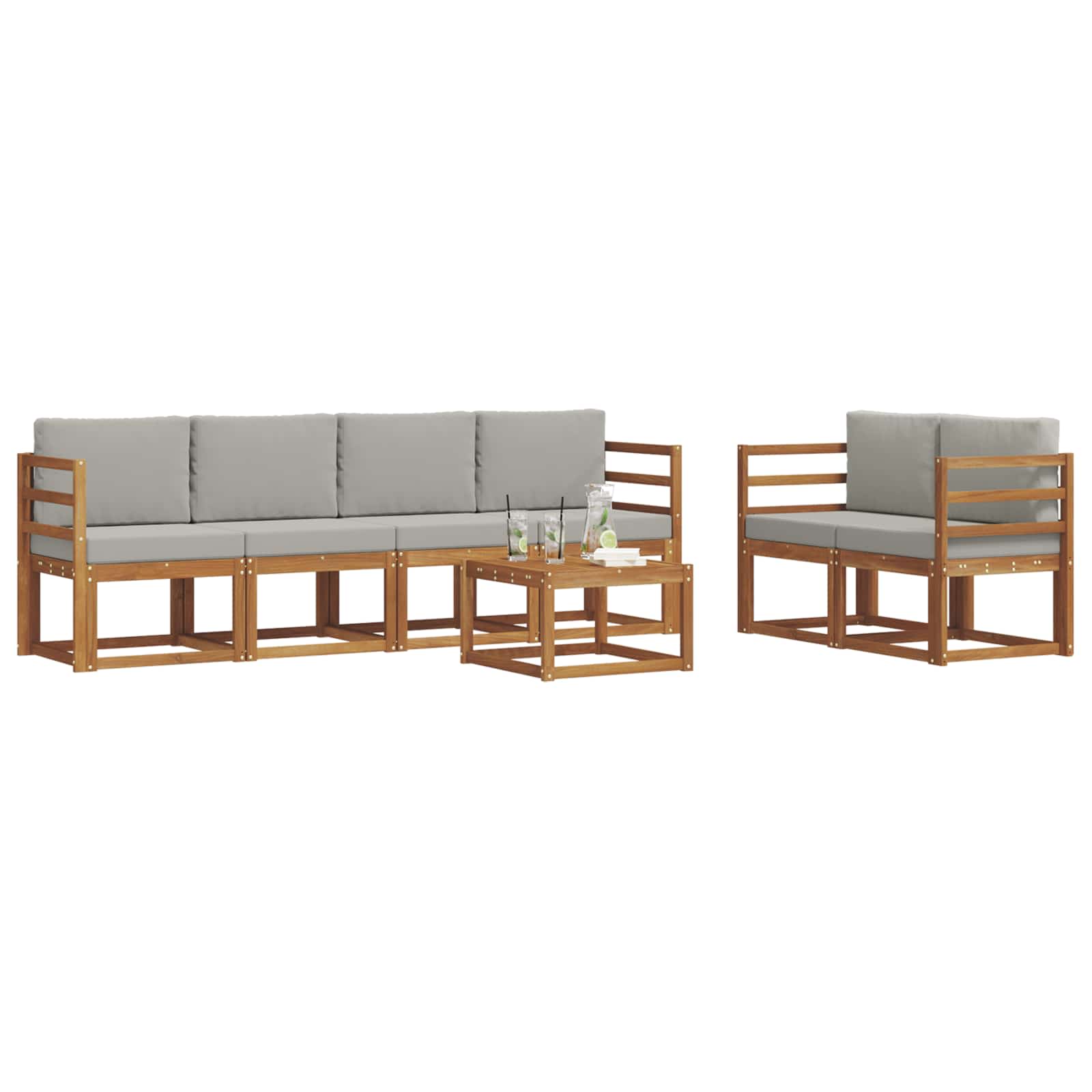 Set vanjskih sofa 7 pcs Prirodna i svijetlo siva
