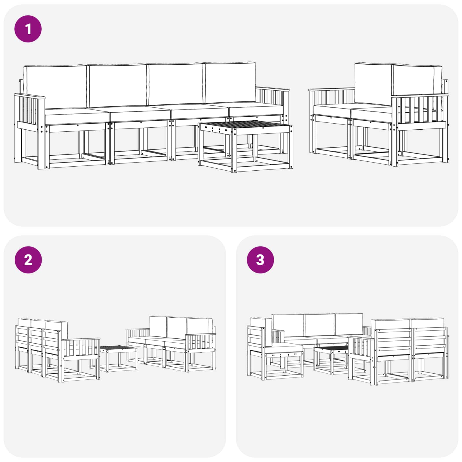 Set vanjskih sofa s jastukom 7 pcs Prirodna i krem