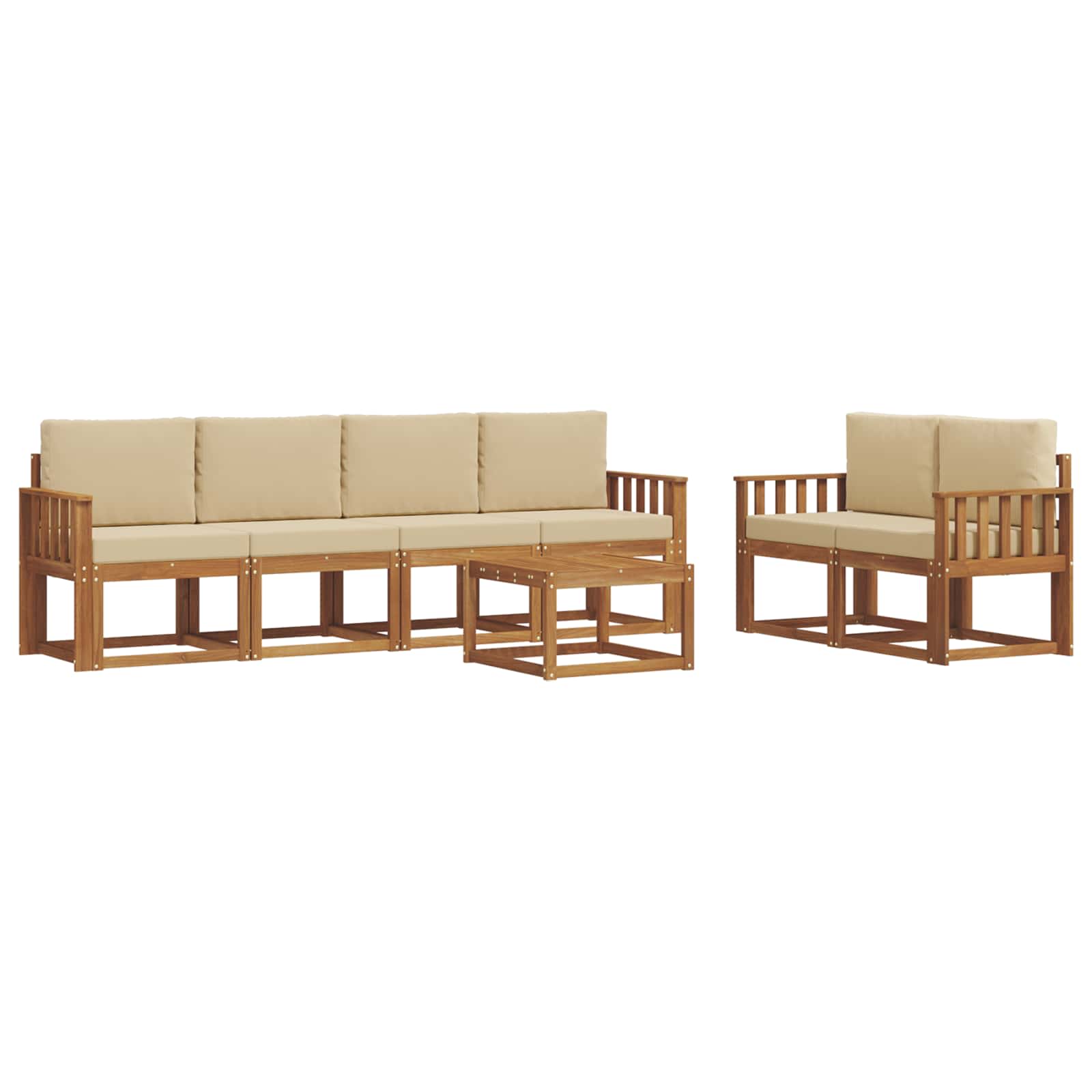 Set vanjskih sofa s jastukom 7 pcs Prirodna i bež
