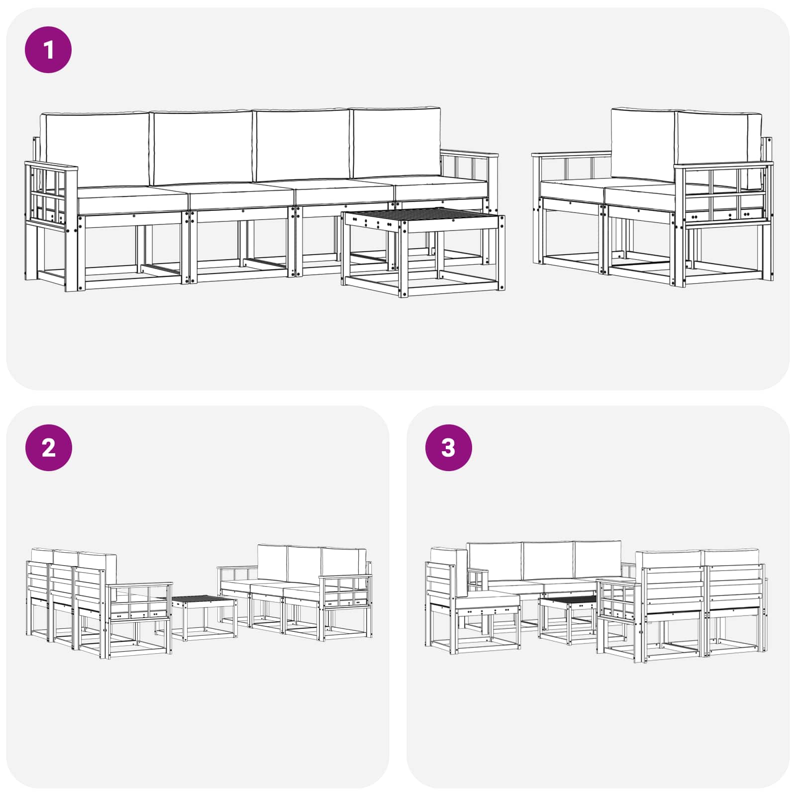 Set vanjskih sofa s jastukom 7 pcs Prirodna i bež