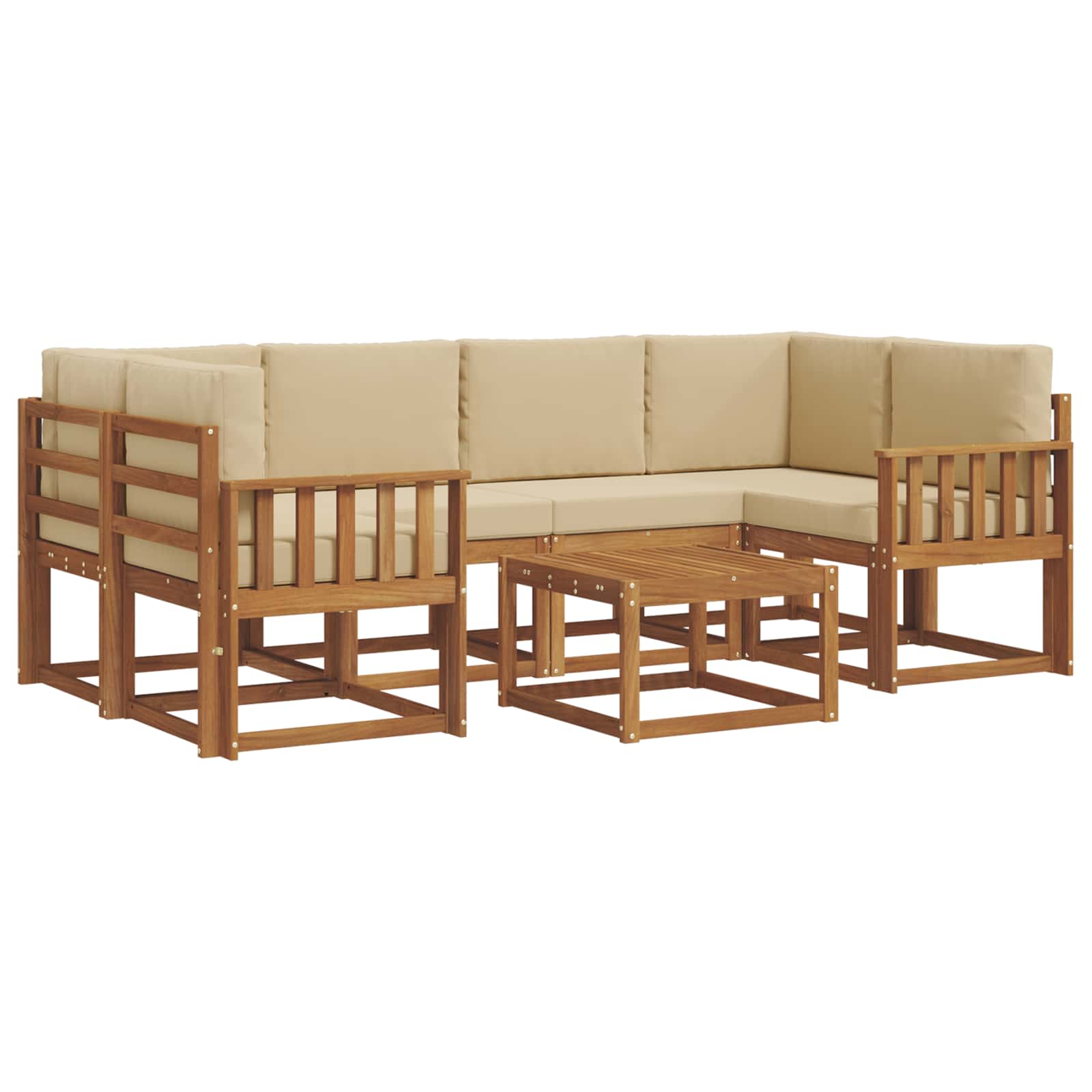 Set vanjskih sofa s jastukom 7 pcs Prirodna i bež