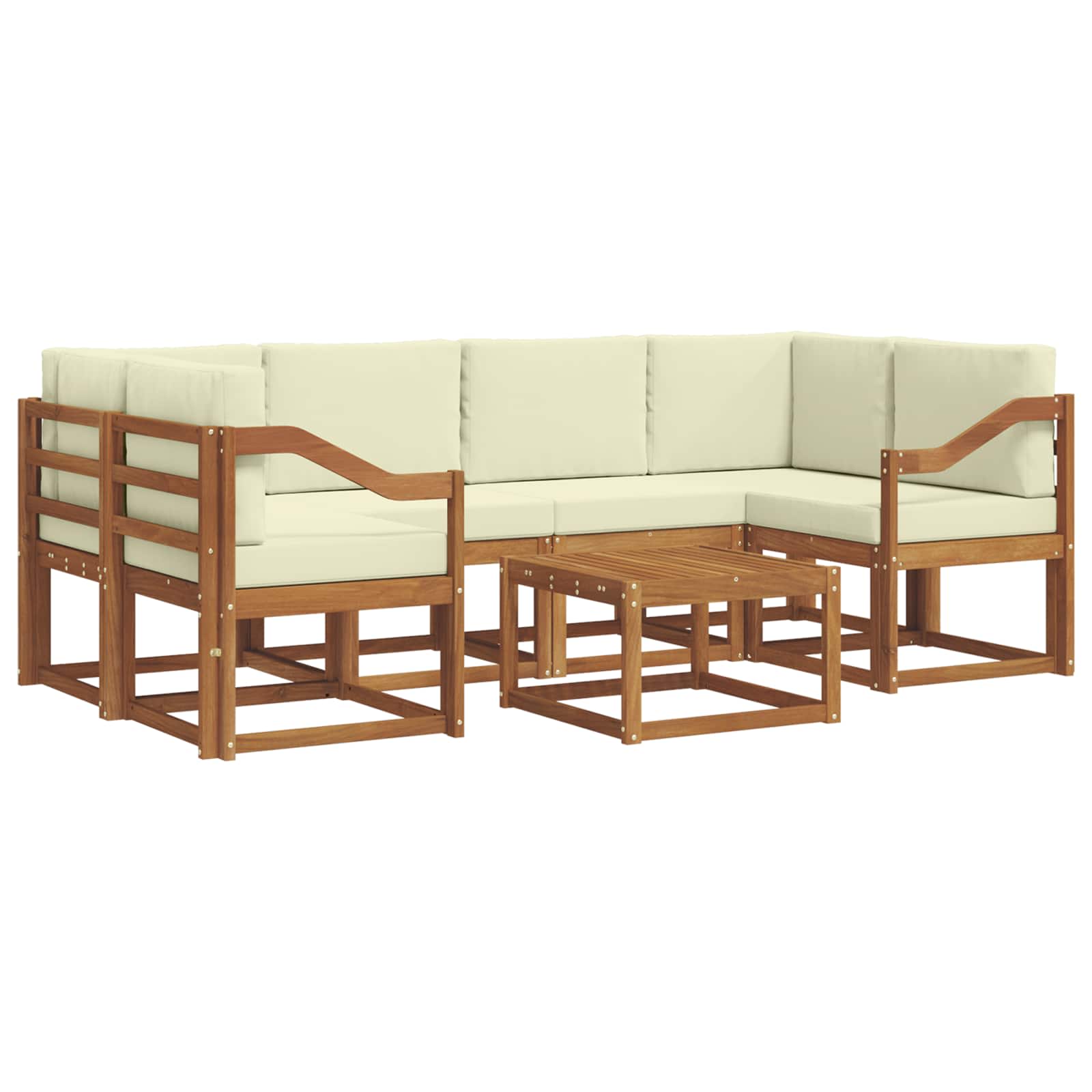 Set vanjskih sofa s jastukom 7 pcs Prirodna i krem