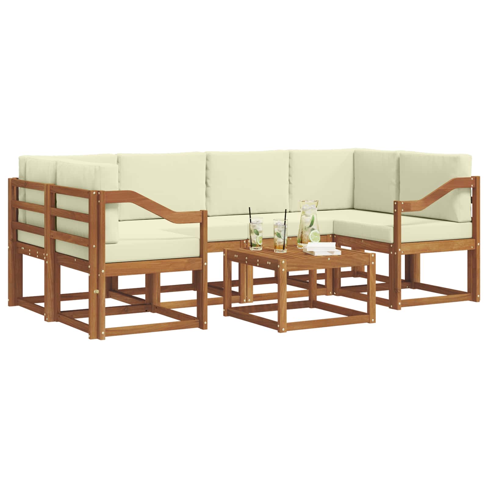 Set vanjskih sofa s jastukom 7 pcs Prirodna i krem