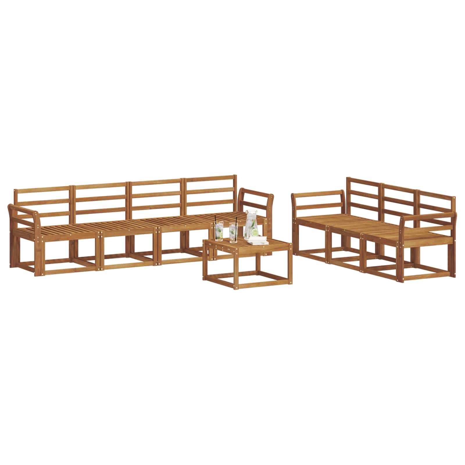 Set vanjskih sofa 8 pcs Prirodna Čvrsto drvo akacije