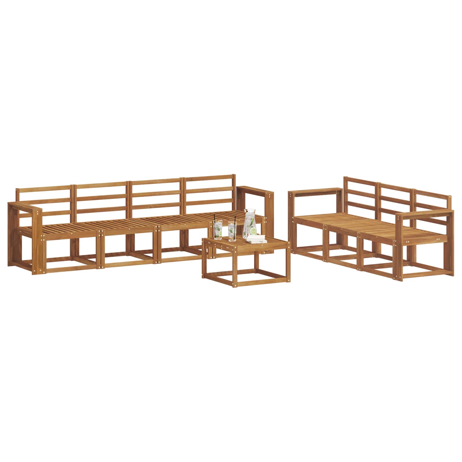 Set vanjskih sofa 8 pcs Prirodna Čvrsto drvo akacije