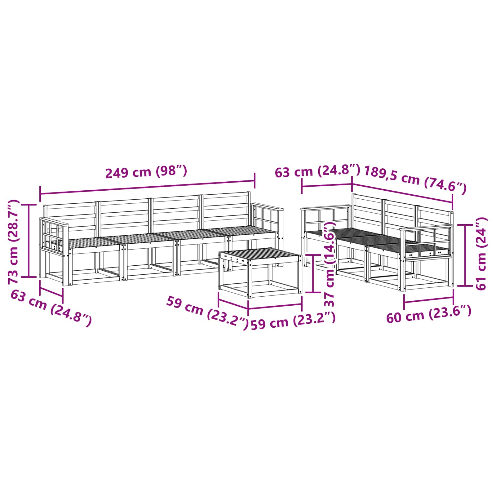 Set vanjskih sofa 8 pcs Prirodna Čvrsto drvo akacije