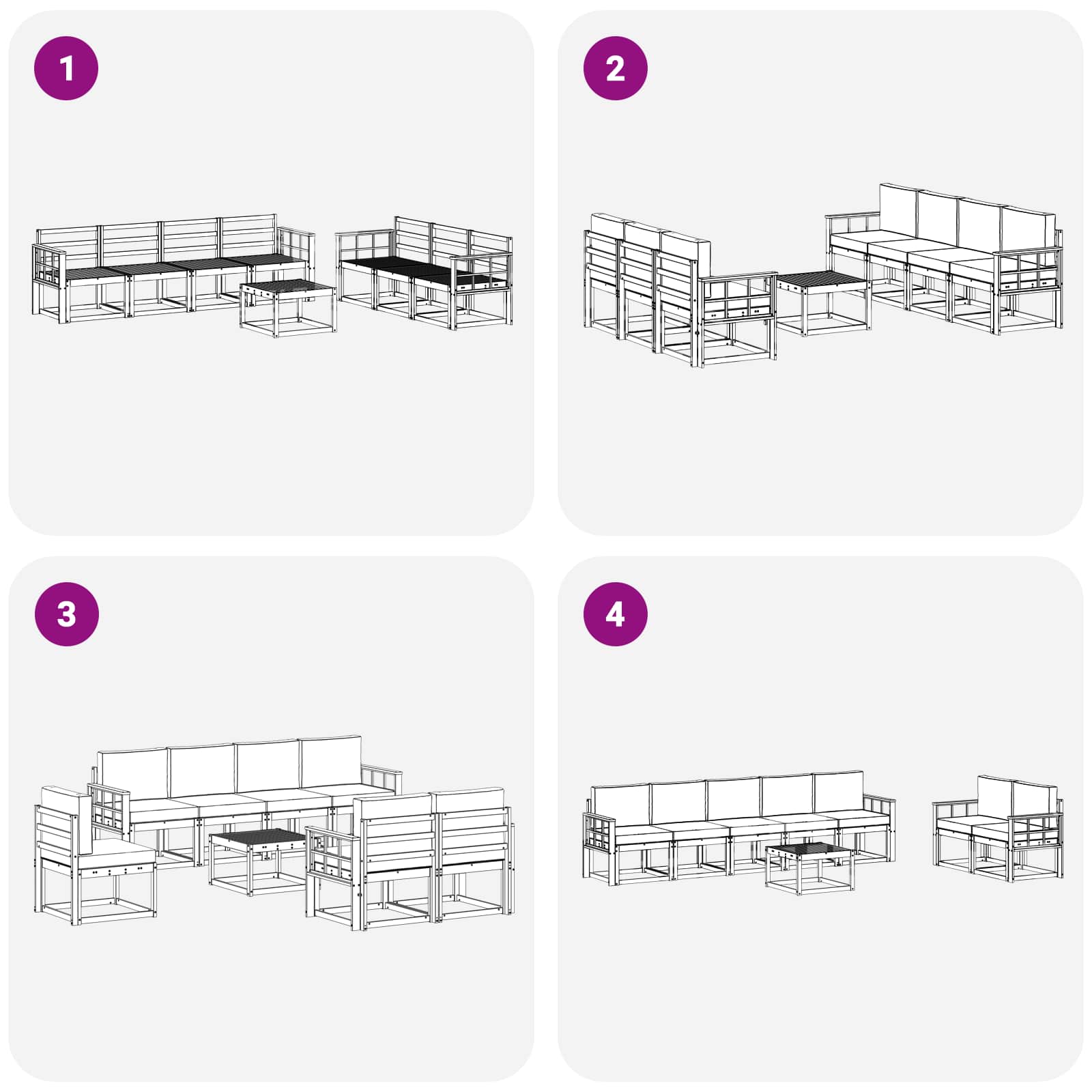 Set vanjskih sofa 8 pcs Prirodna Čvrsto drvo akacije
