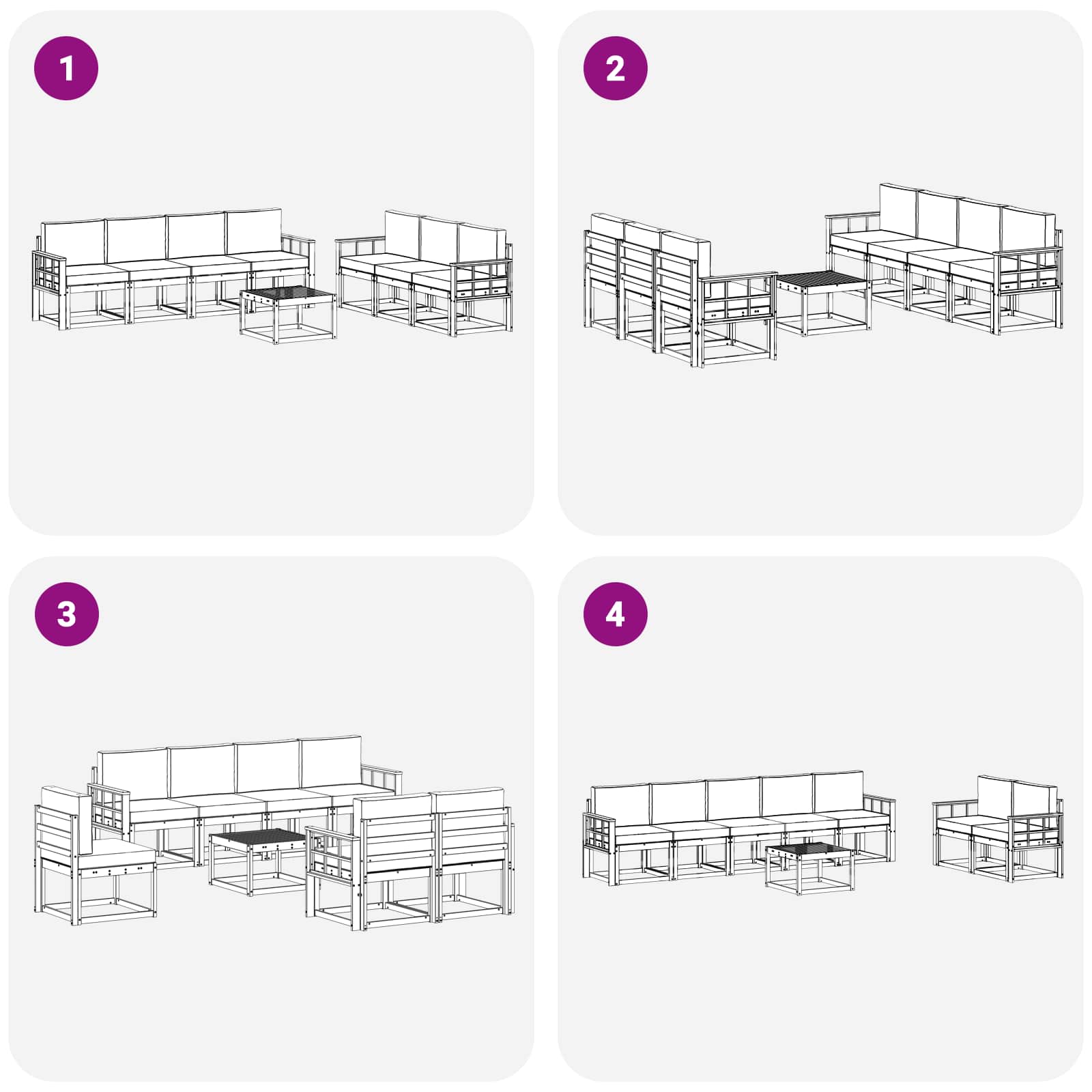 Set vanjskih sofa s jastukom 8 pcs Prirodna i antracit
