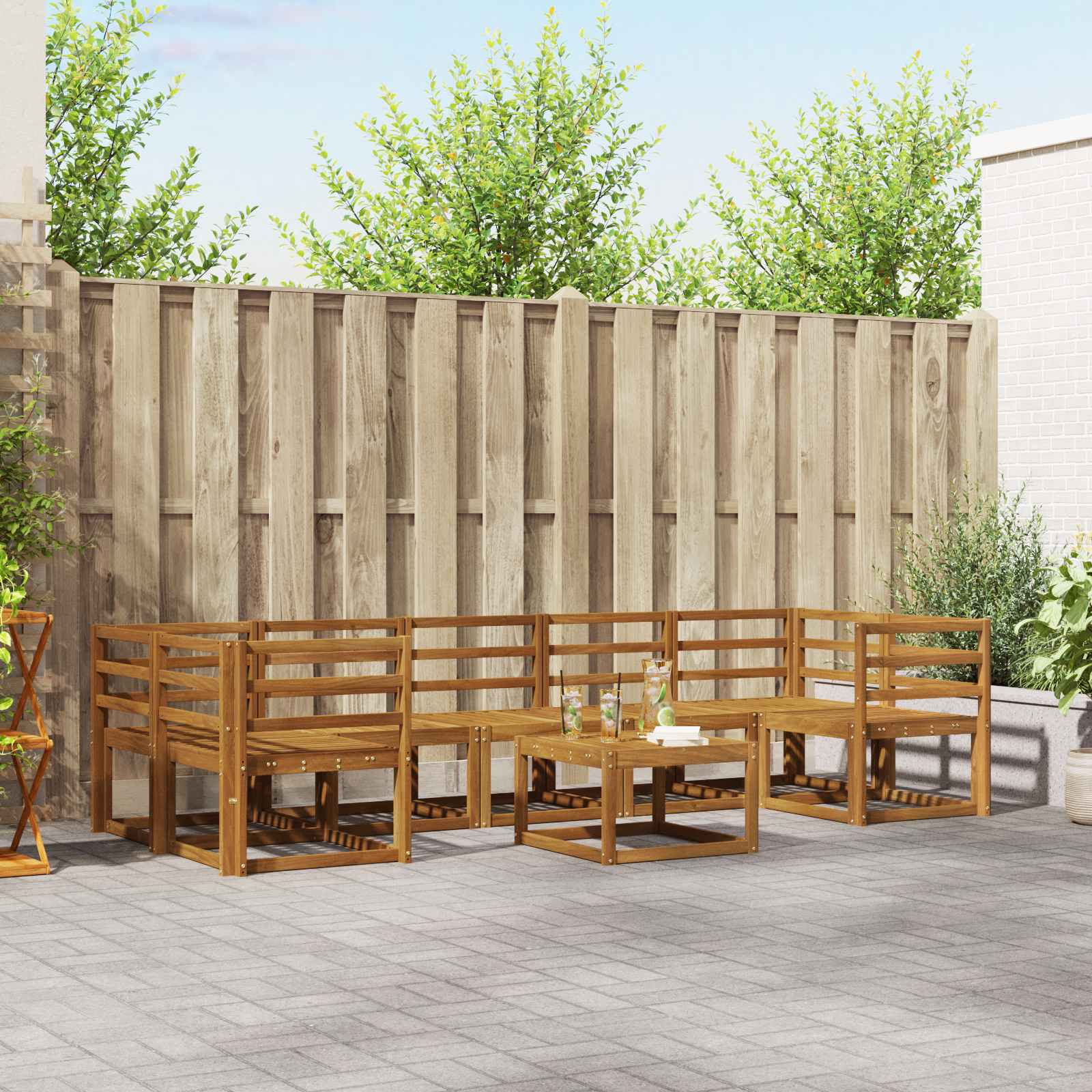 Set vanjskih sofa 8 pcs Prirodna Čvrsto drvo akacije