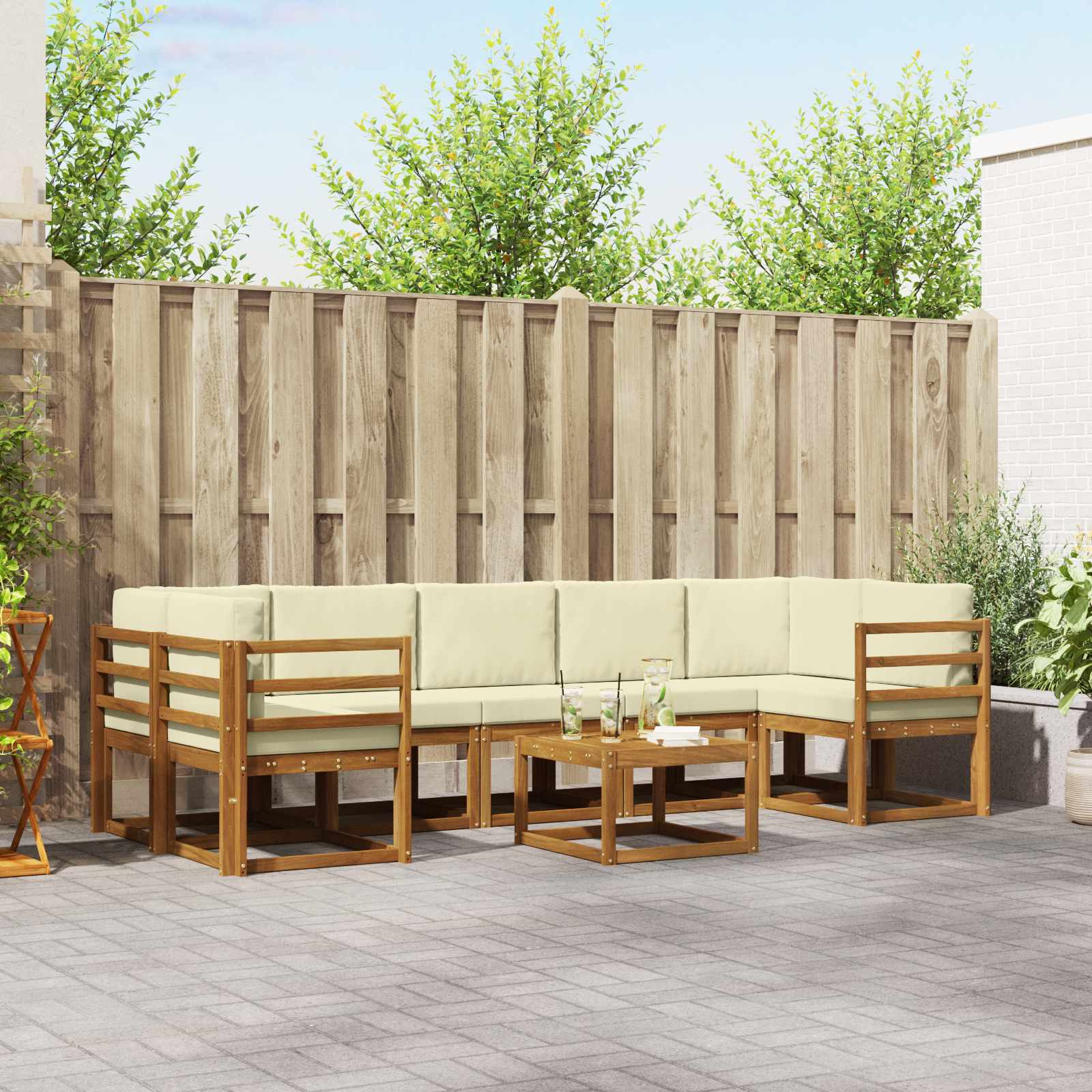 Set vanjskih sofa s jastukom 8 pcs Prirodna i krem