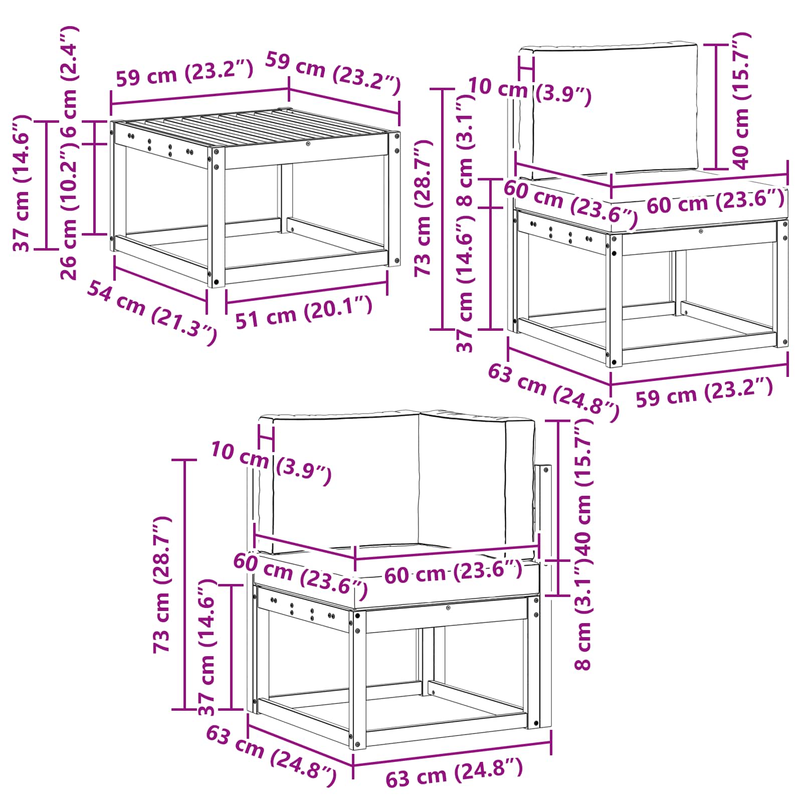 Set vanjskih sofa s jastukom 8 pcs Prirodna i krem