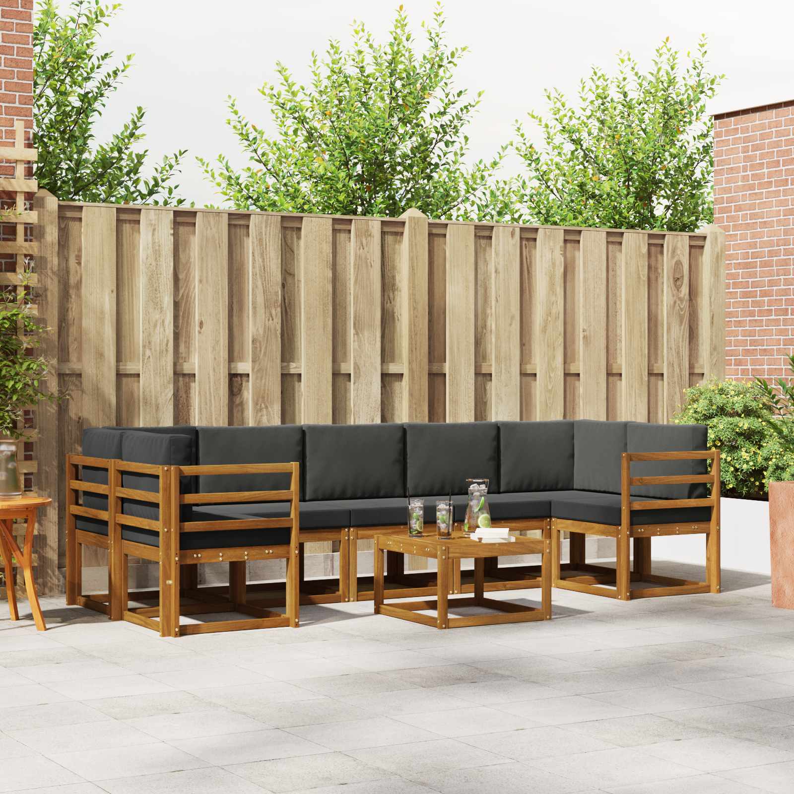 Set vanjskih sofa s jastukom 8 pcs Prirodna i antracit
