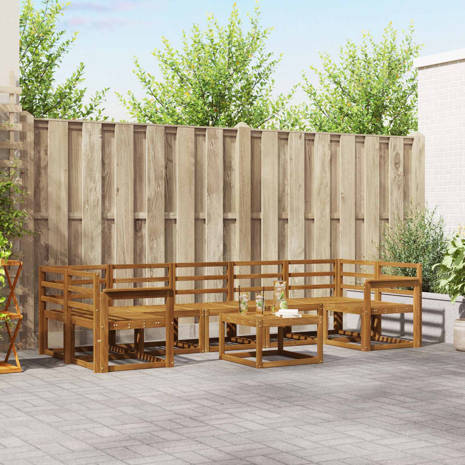 Set vanjskih sofa 8 pcs Prirodna Čvrsto drvo akacije
