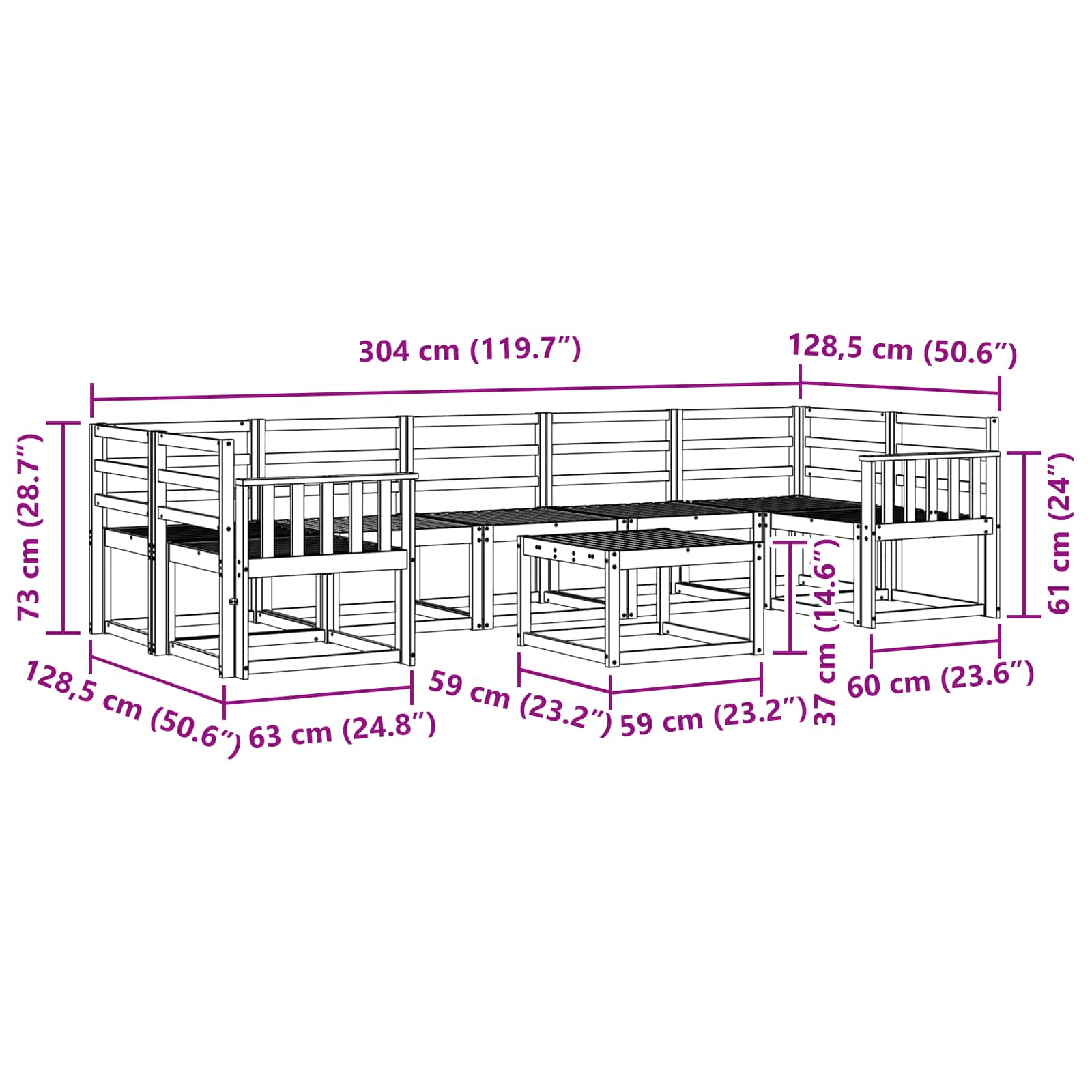 Set vanjskih sofa 8 pcs Prirodna Čvrsto drvo akacije