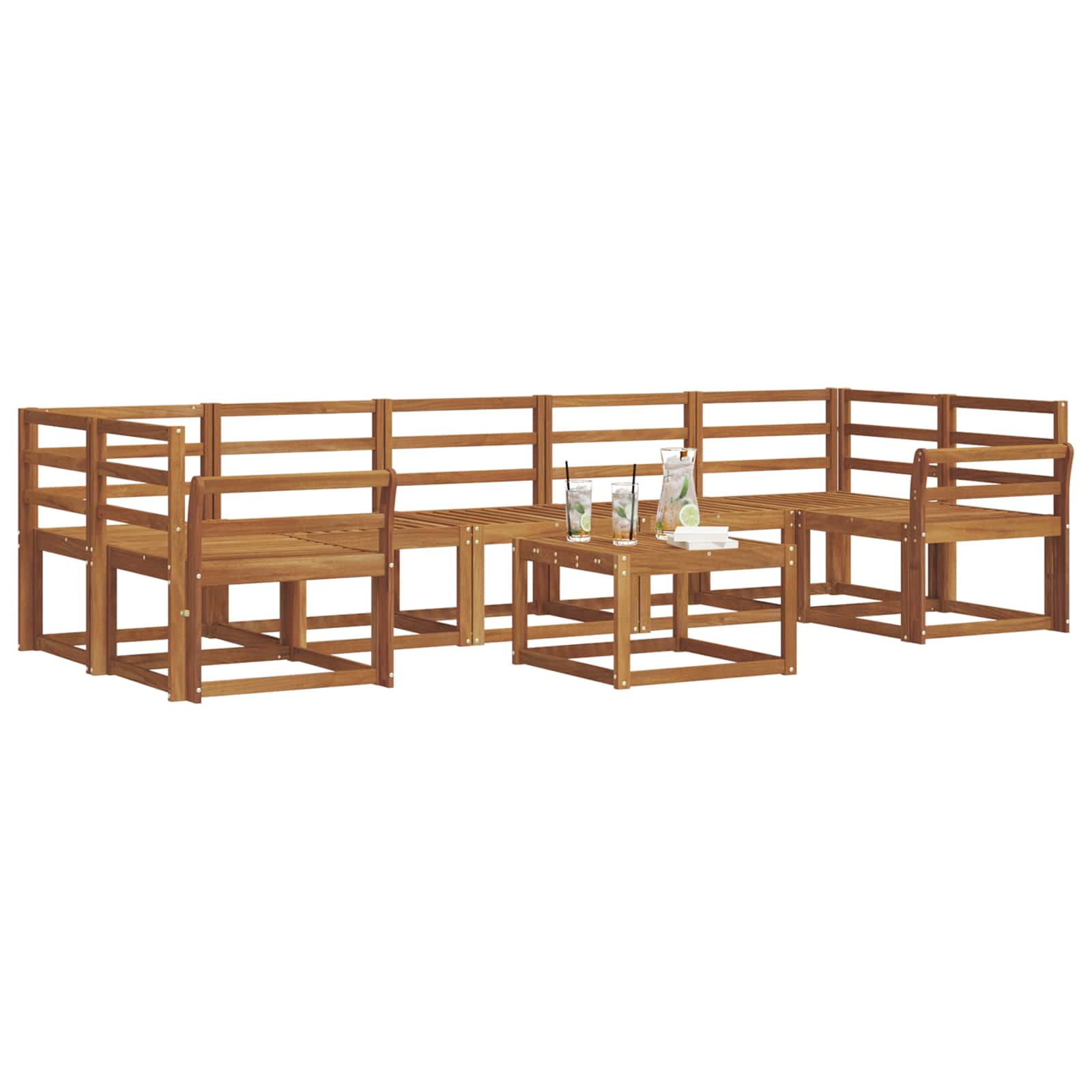 Set vanjskih sofa 8 pcs Prirodna Čvrsto drvo akacije