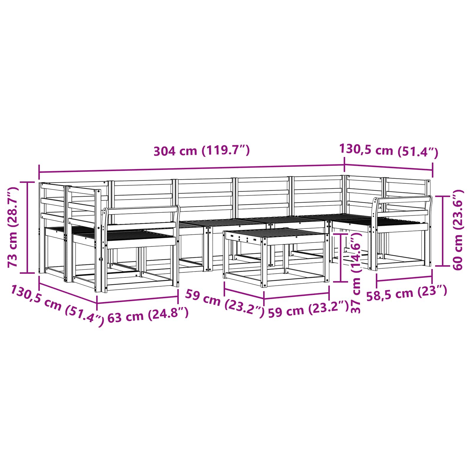 Set vanjskih sofa 8 pcs Prirodna Čvrsto drvo akacije