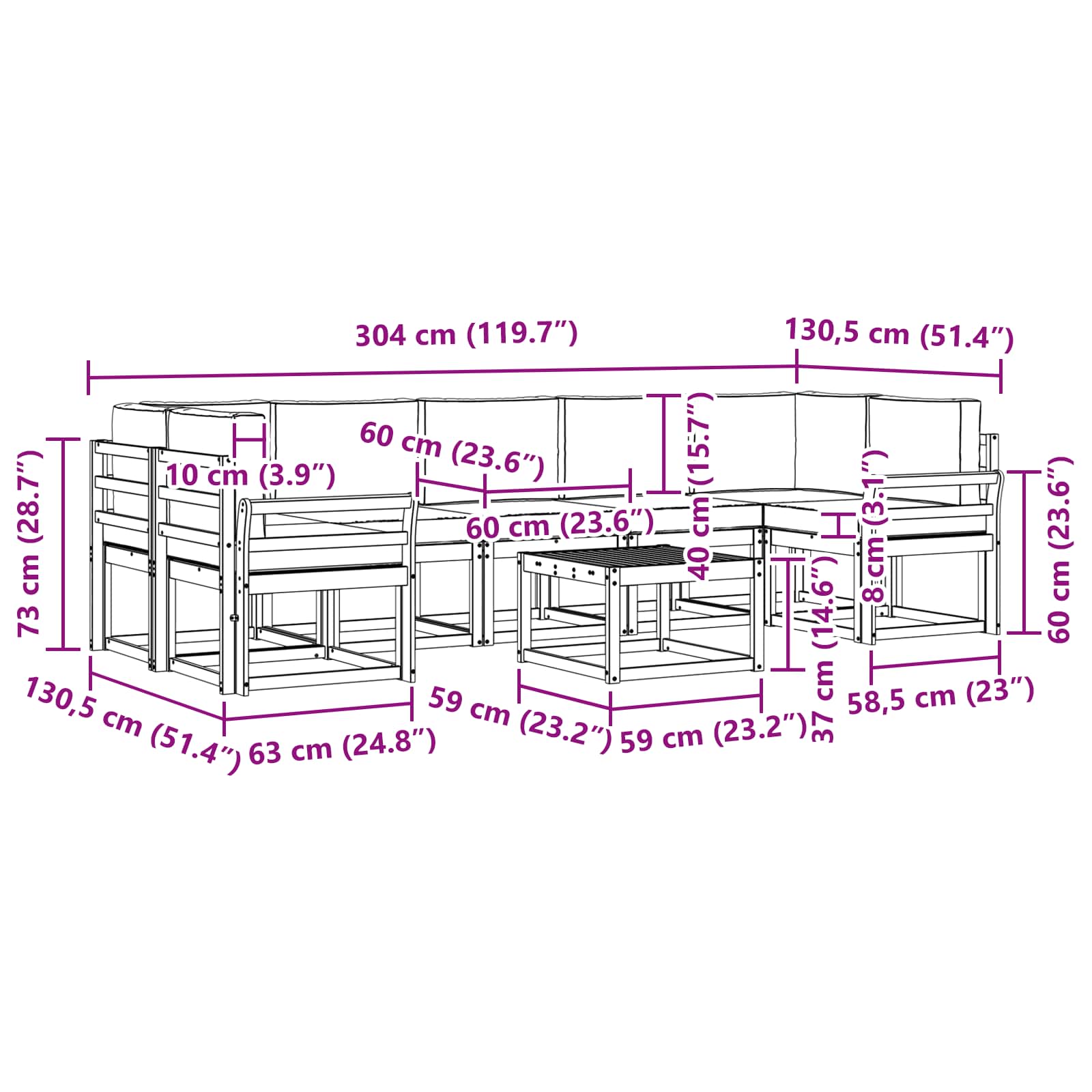 Set vanjskih sofa s jastukom 8 pcs Prirodna i antracit