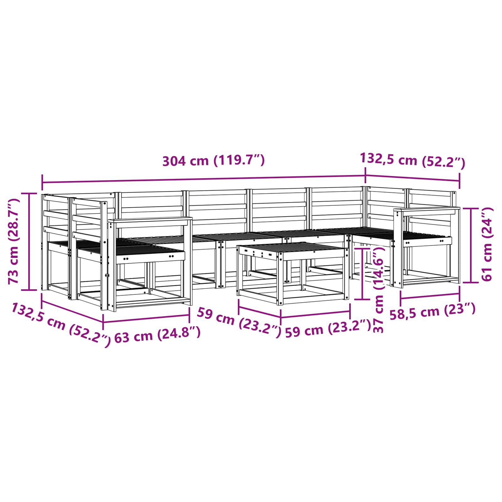 Set vanjskih sofa 8 pcs Prirodna Čvrsto drvo akacije