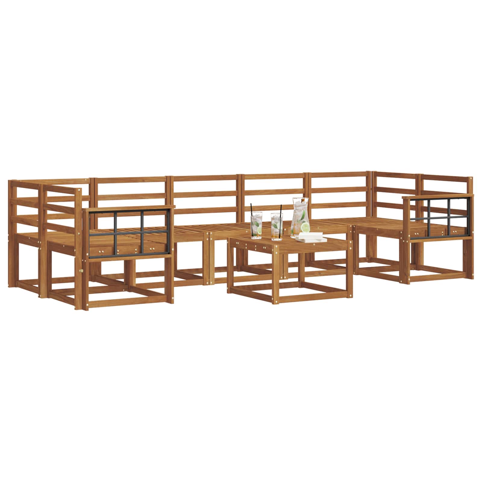 Set vanjskih sofa 8 pcs Prirodna Čvrsto drvo akacije