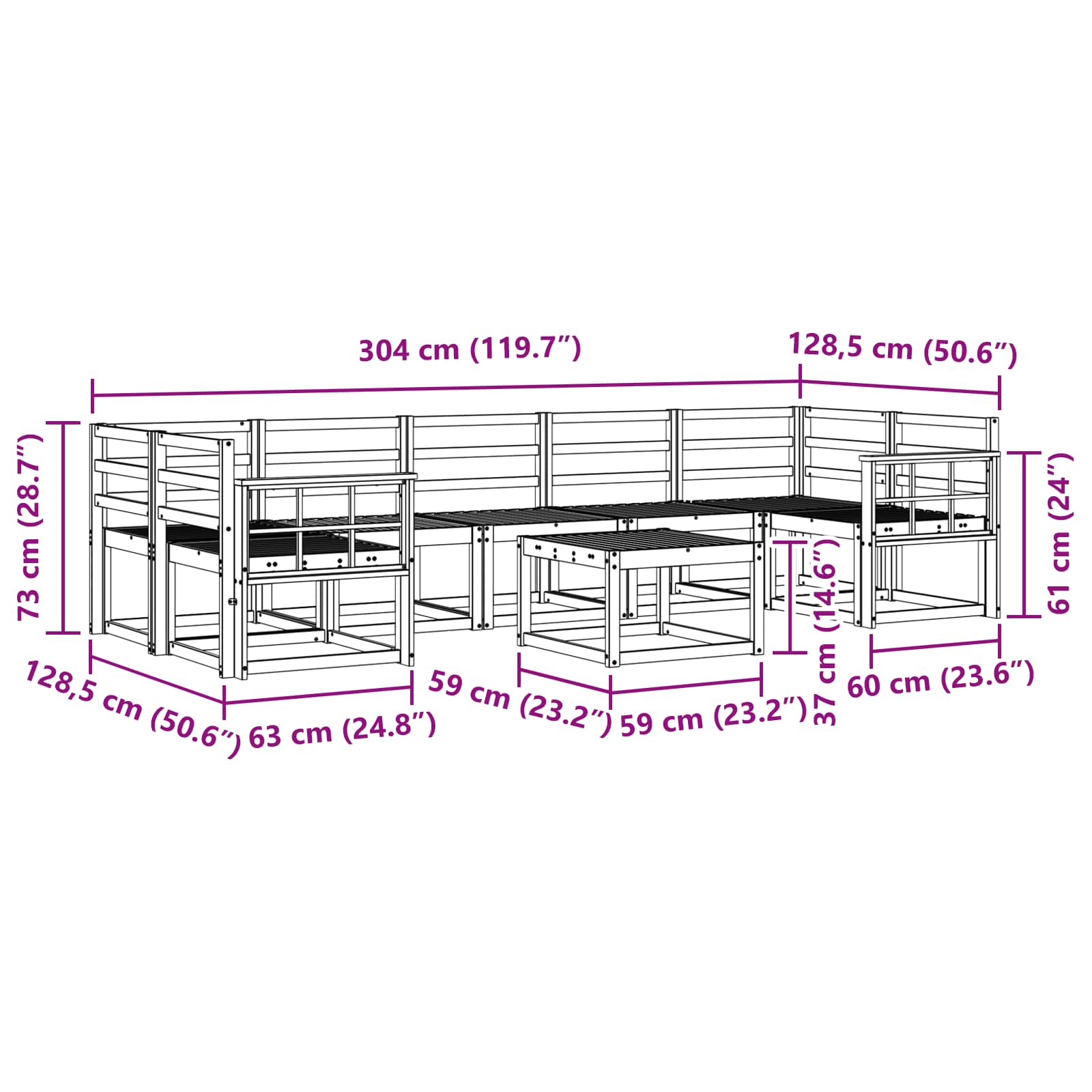 Set vanjskih sofa 8 pcs Prirodna Čvrsto drvo akacije