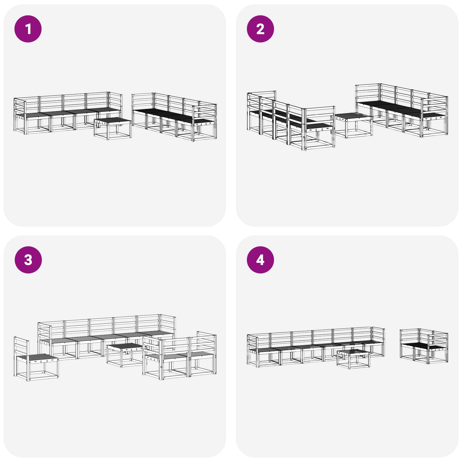 Set vanjskih sofa 9 pcs Prirodna