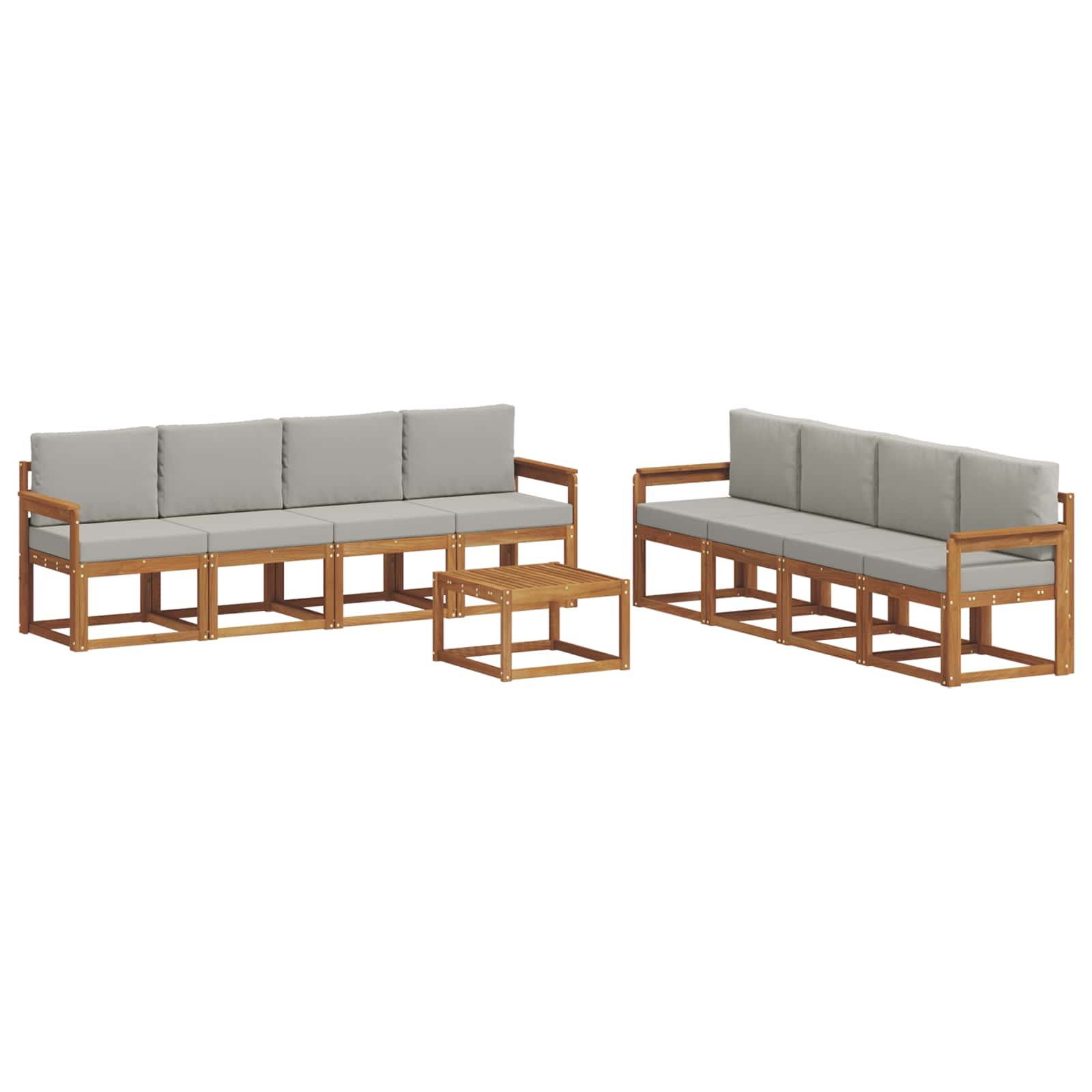 Set vanjskih sofa s jastukom 9 pcs Prirodna i svijetlo siva