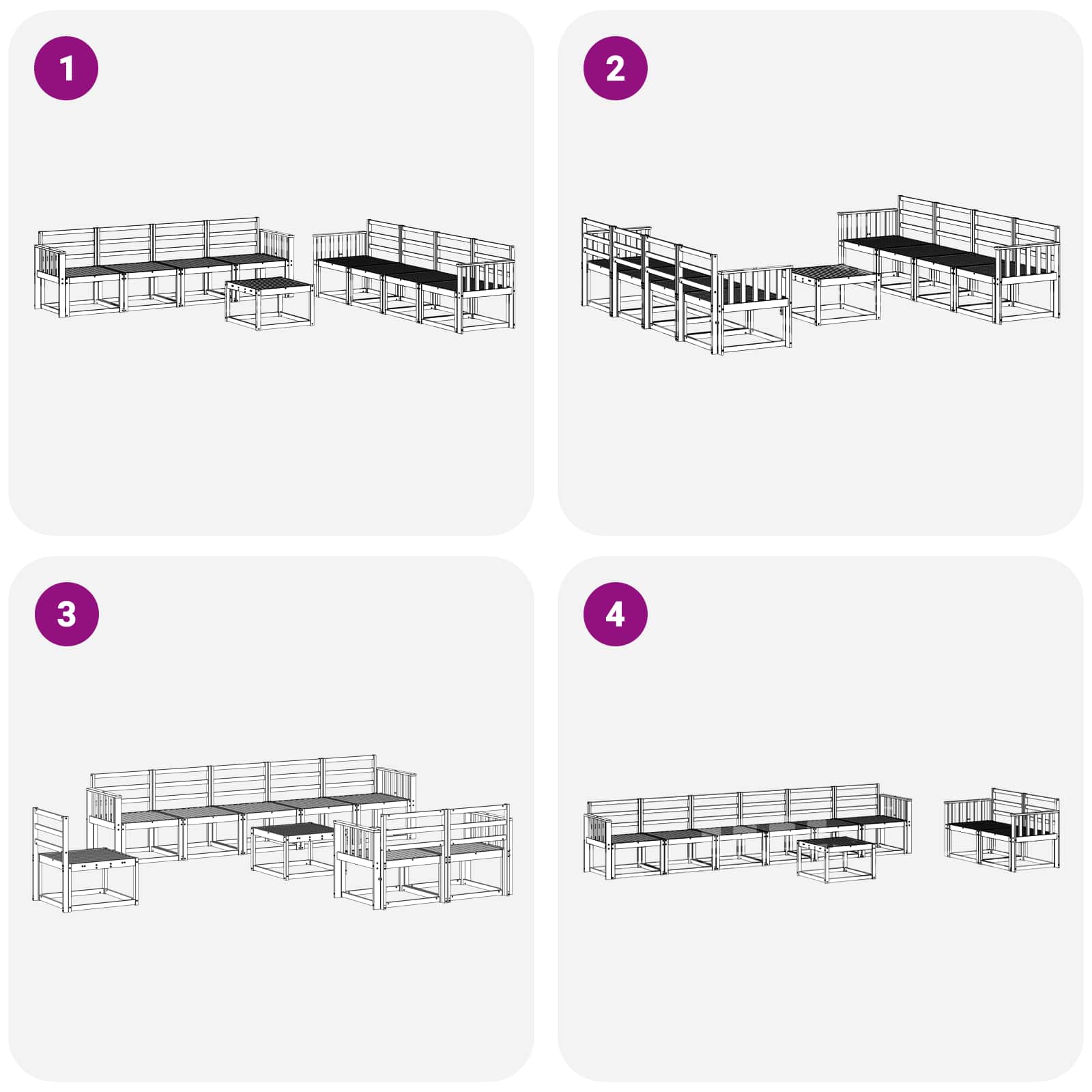 Set vanjskih sofa 9 pcs Prirodna