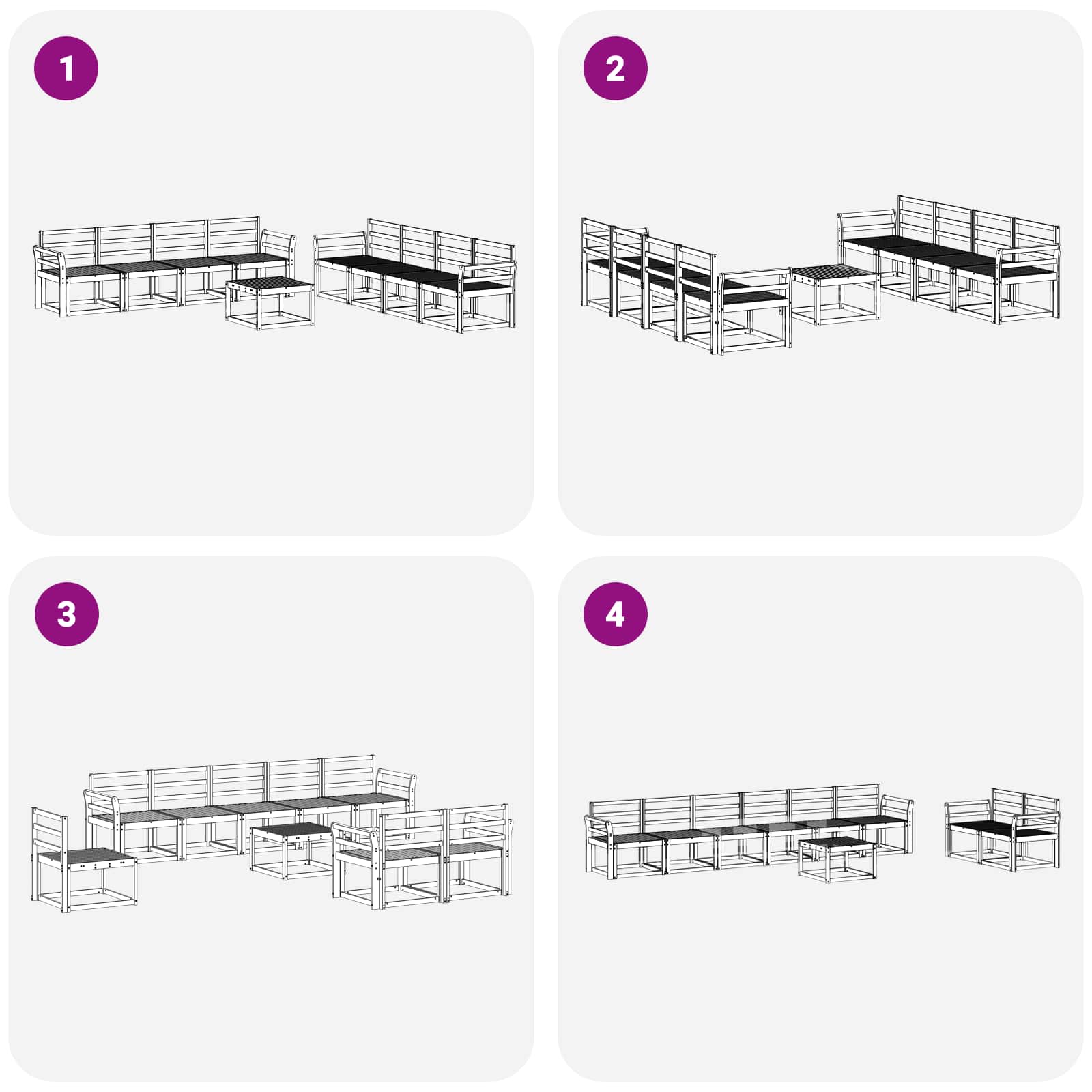 Set vanjskih sofa 9 pcs Prirodna