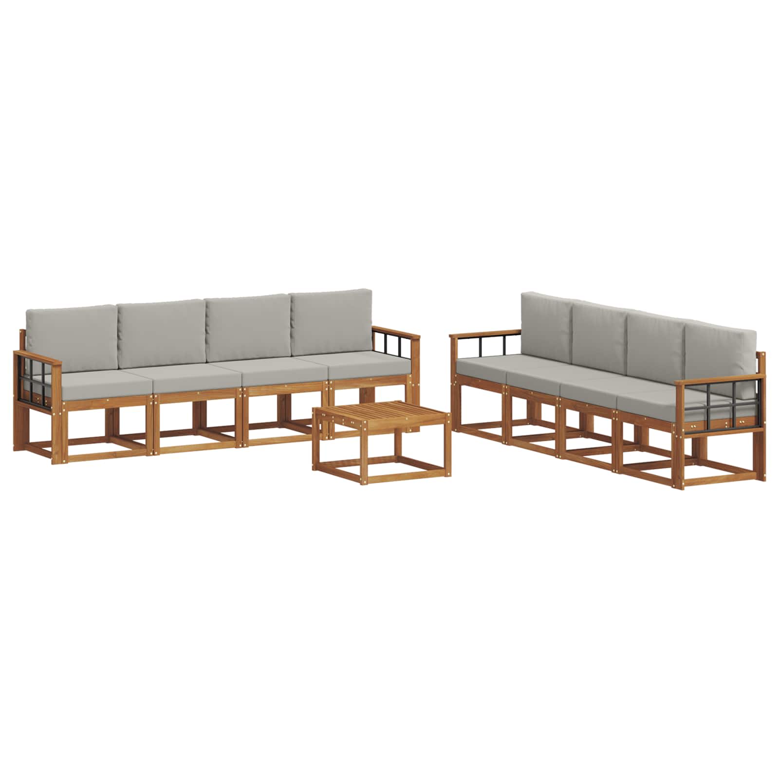 Set vanjskih sofa s jastukom 9 pcs Prirodna i svijetlo siva