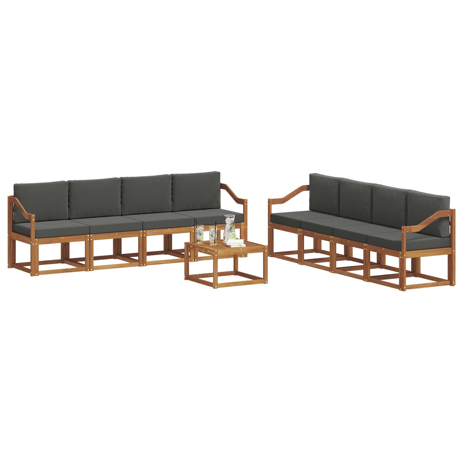 Set vanjskih sofa 9 pcs Prirodna i antracit