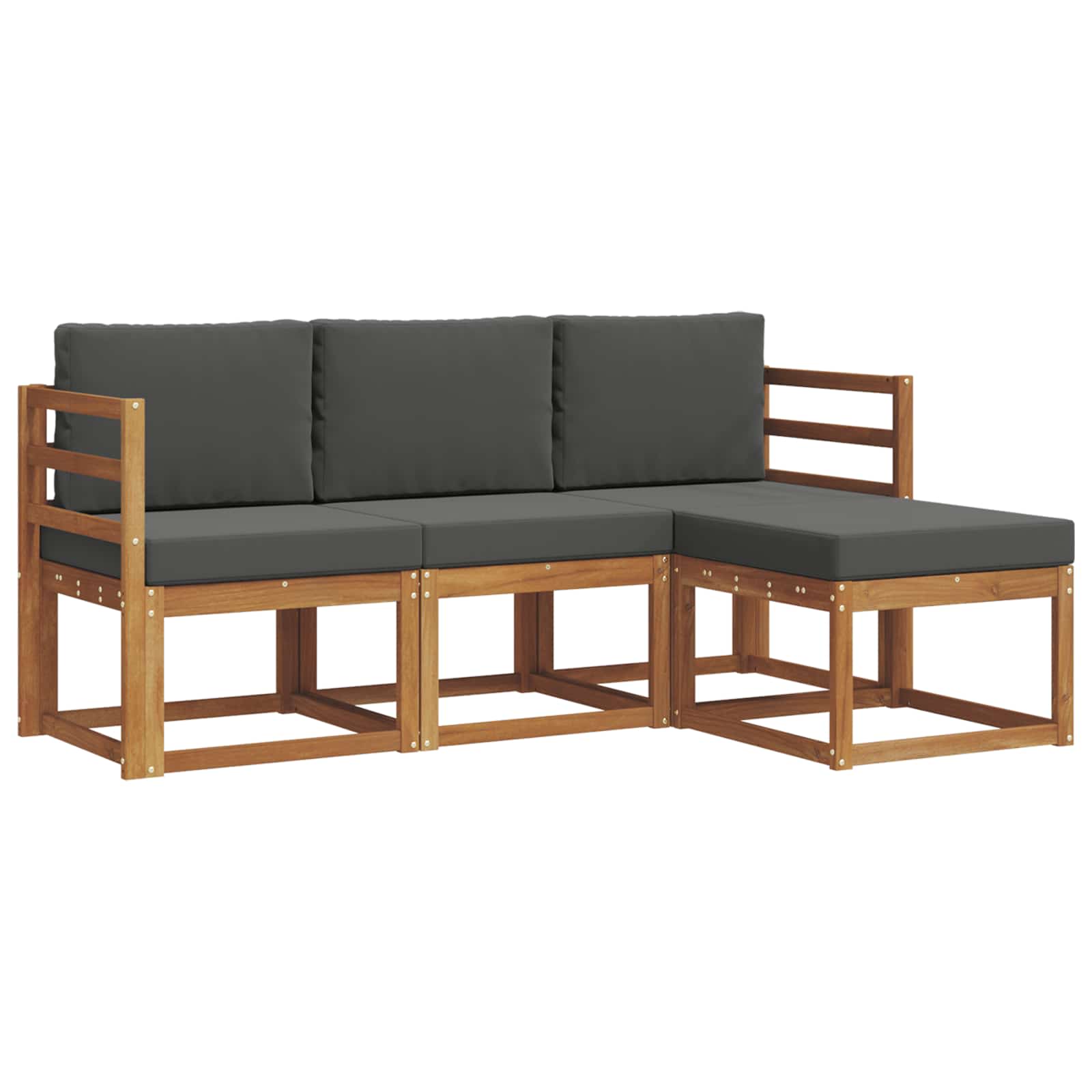 Set vanjskih sofa s jastukom 4 pcs Prirodna i antracit