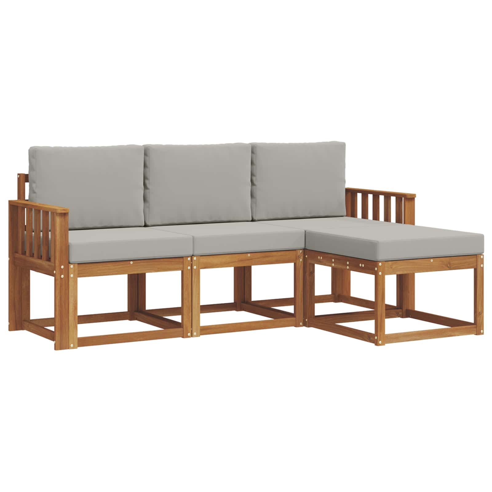 Set vanjskih sofa s jastukom 4 pcs Prirodna i svijetlo siva