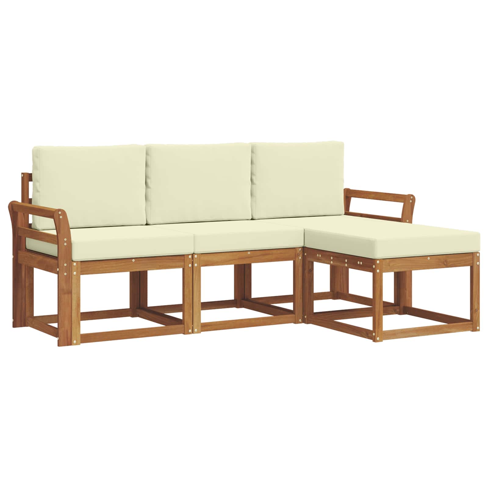 Set vanjskih sofa s jastukom 4 pcs Prirodna i krem