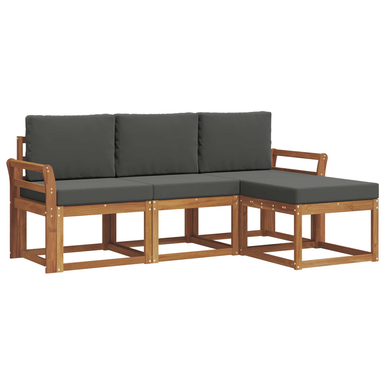 Set vanjskih sofa s jastukom 4 pcs Prirodna i antracit