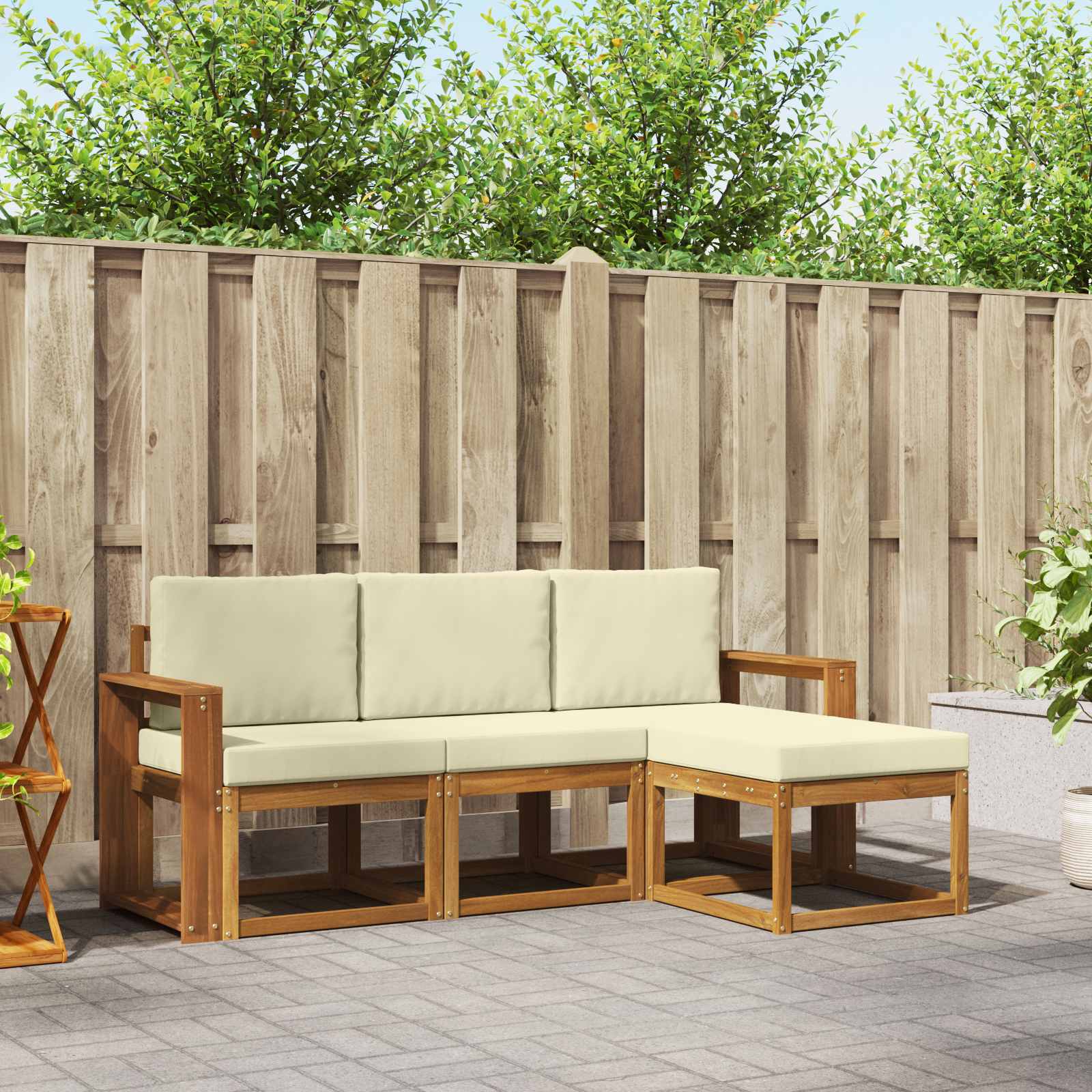 Set vanjskih sofa s jastukom 4 pcs Prirodna i krem