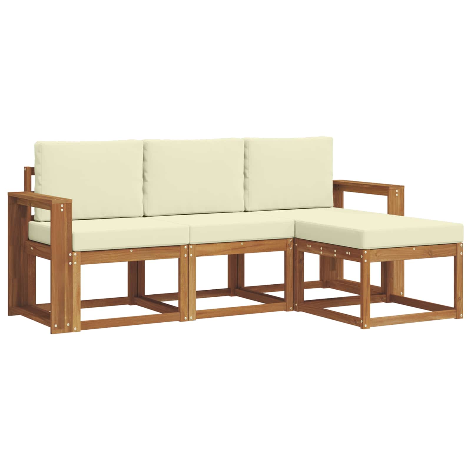 Set vanjskih sofa s jastukom 4 pcs Prirodna i krem