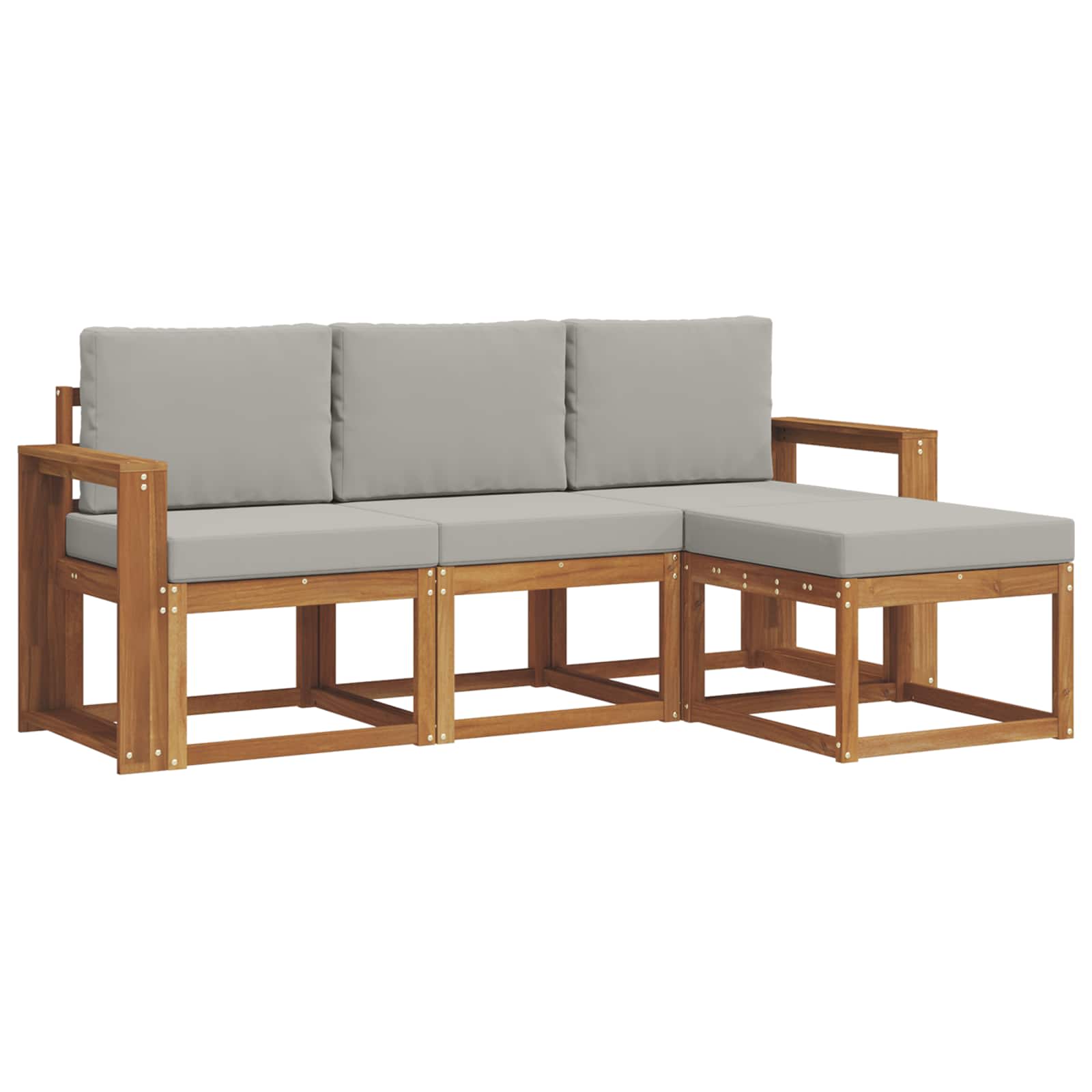 Set vanjskih sofa s jastukom 4 pcs Prirodna i svijetlo siva