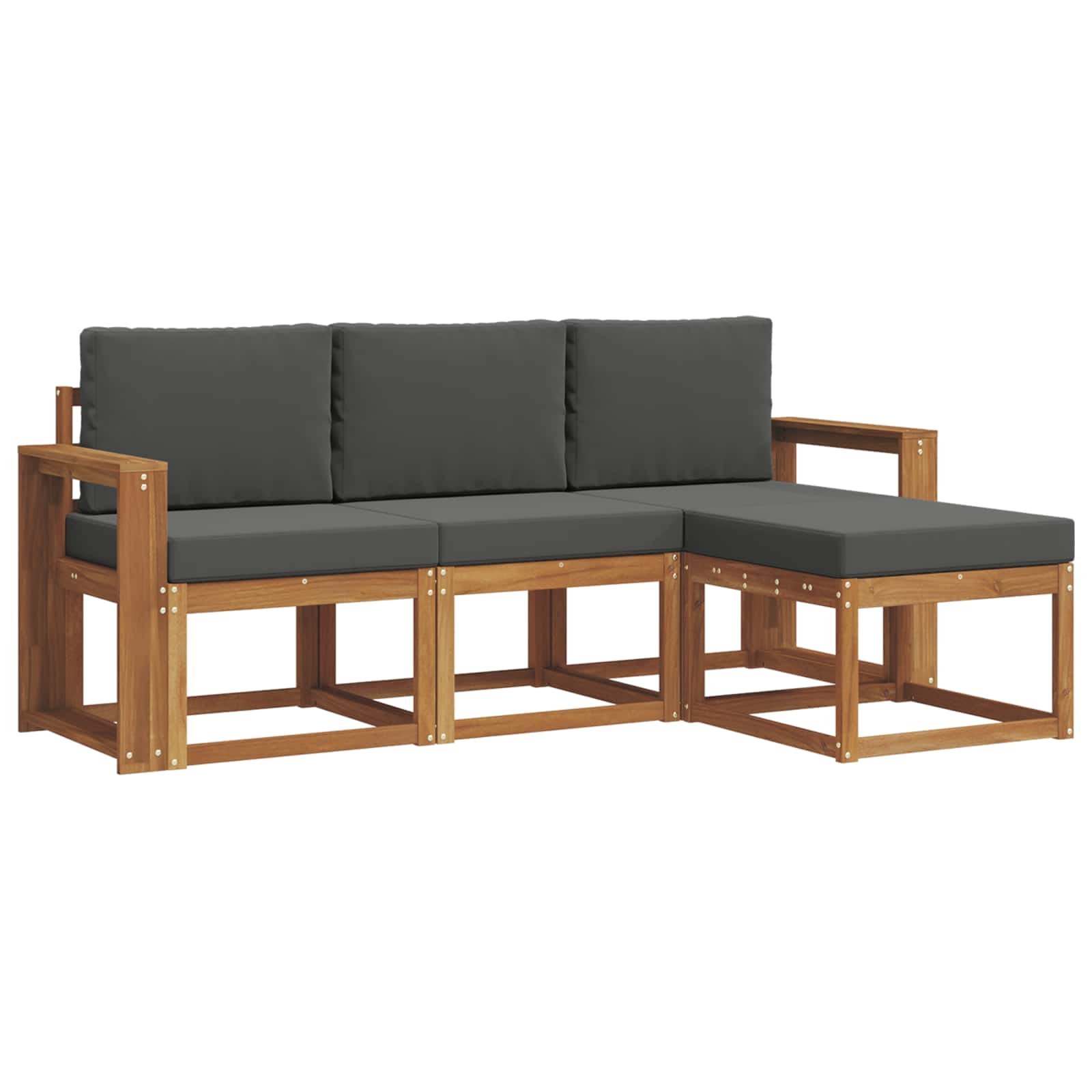 Set vanjskih sofa s jastukom 4 pcs Prirodna i antracit