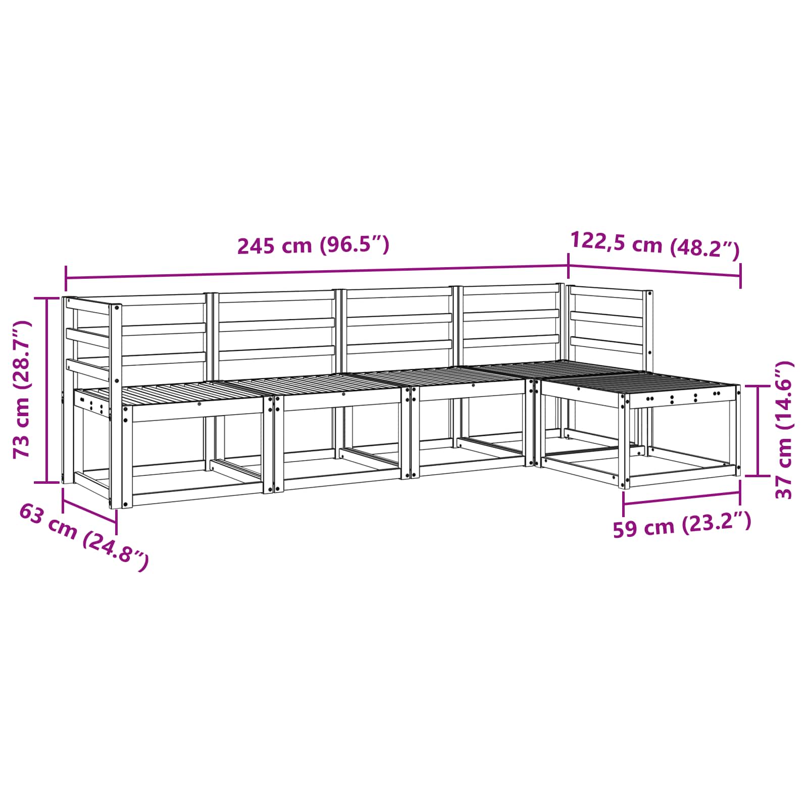 Set vanjskih sofa 5 pcs Prirodna Čvrsto drvo akacije
