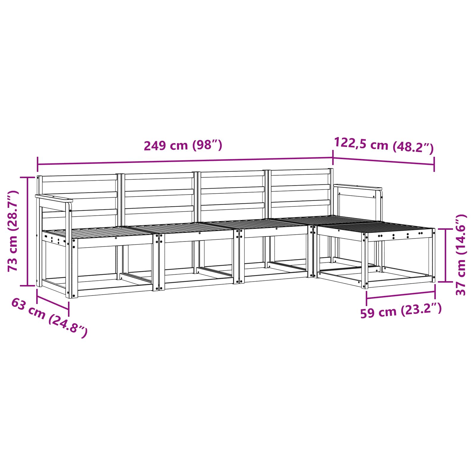Set vanjskih sofa 5 pcs Prirodna Čvrsto drvo akacije