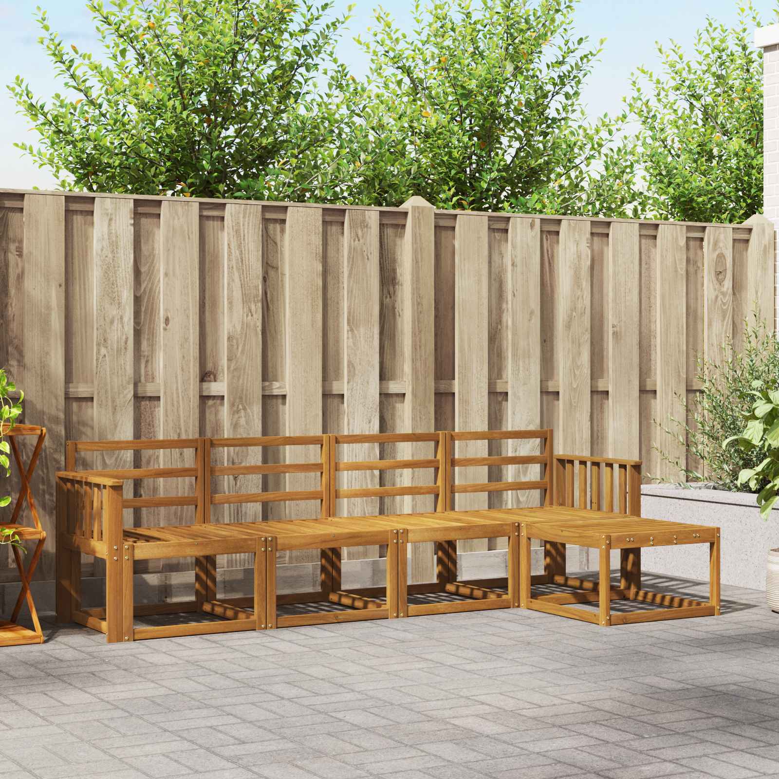 Set vanjskih sofa 5 pcs Prirodna Čvrsto drvo akacije