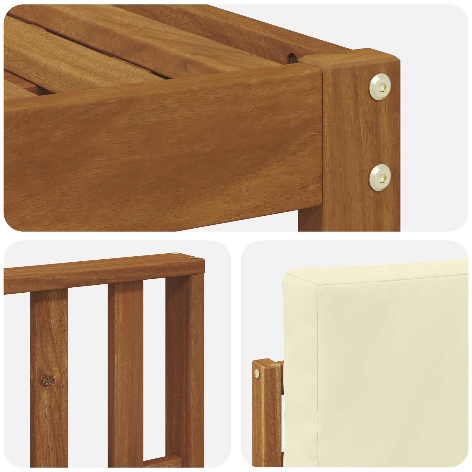 Set vanjskih sofa 5 pcs Prirodna i krem Čvrsto drvo akacije