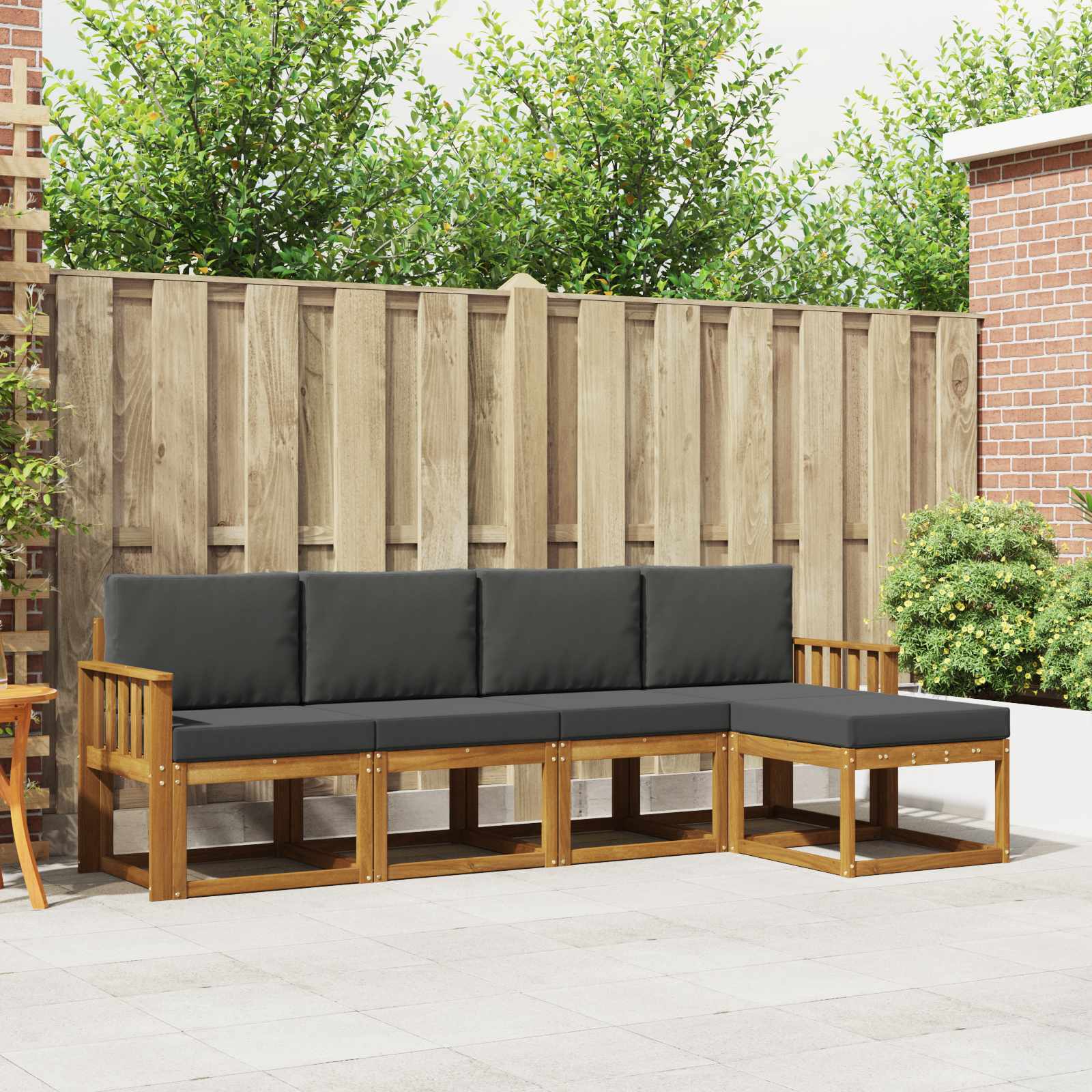Set vanjskih sofa 5 pcs Prirodna i antracit Čvrsto drvo akacije