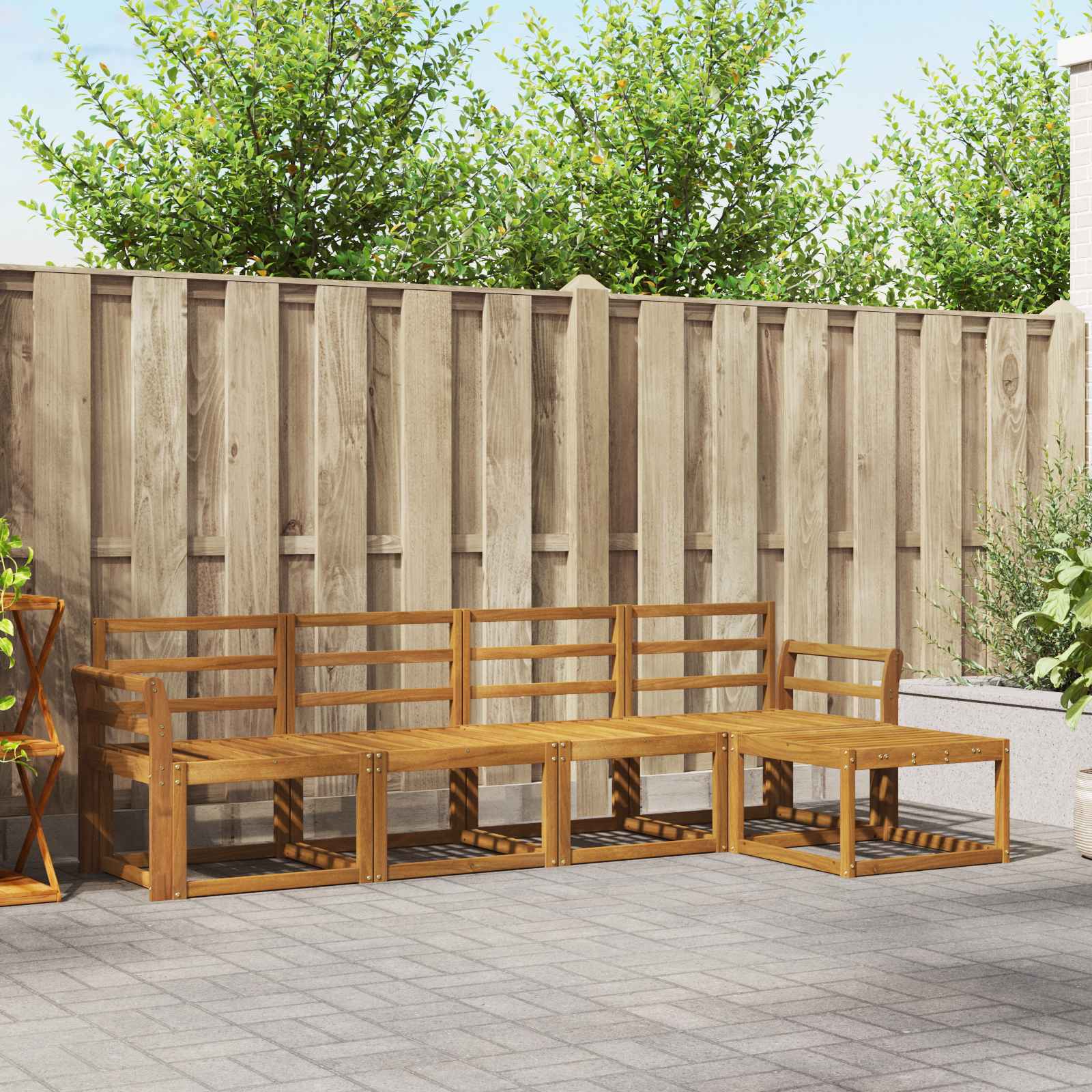 Set vanjskih sofa 5 pcs Prirodna Čvrsto drvo akacije