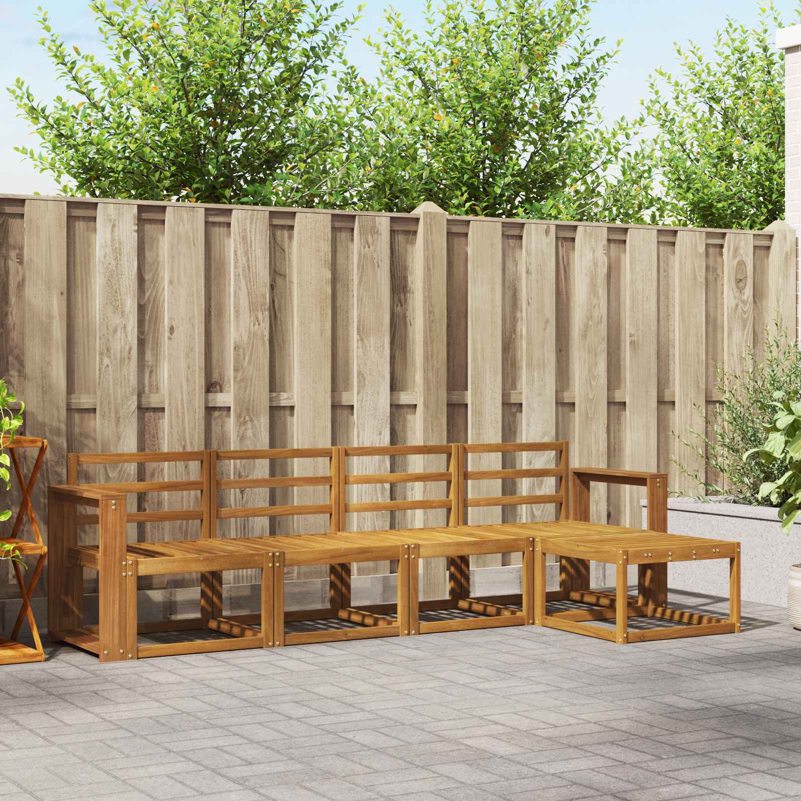 Set vanjskih sofa 5 pcs Prirodna Čvrsto drvo akacije