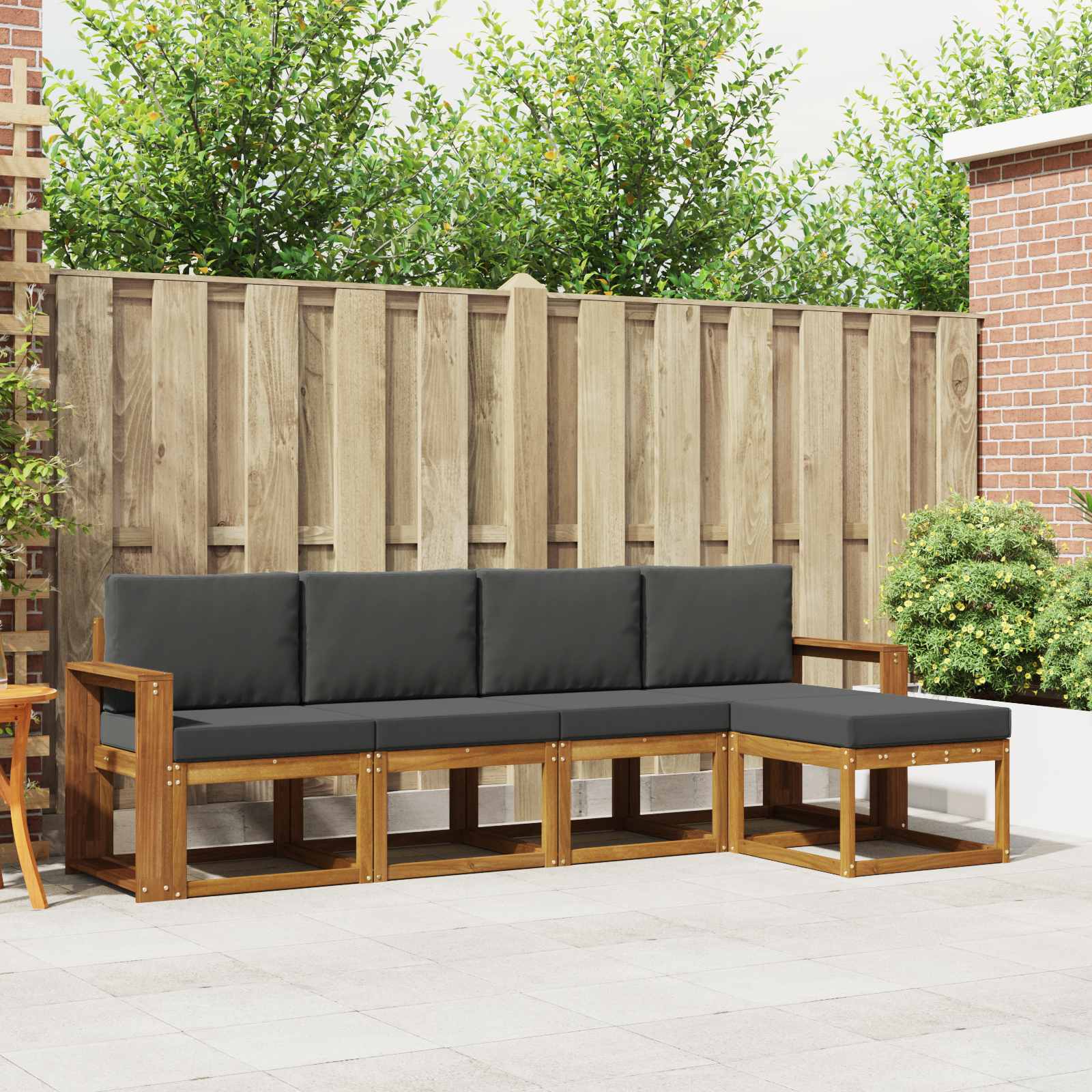 Set vanjskih sofa 5 pcs Prirodna i antracit Čvrsto drvo akacije