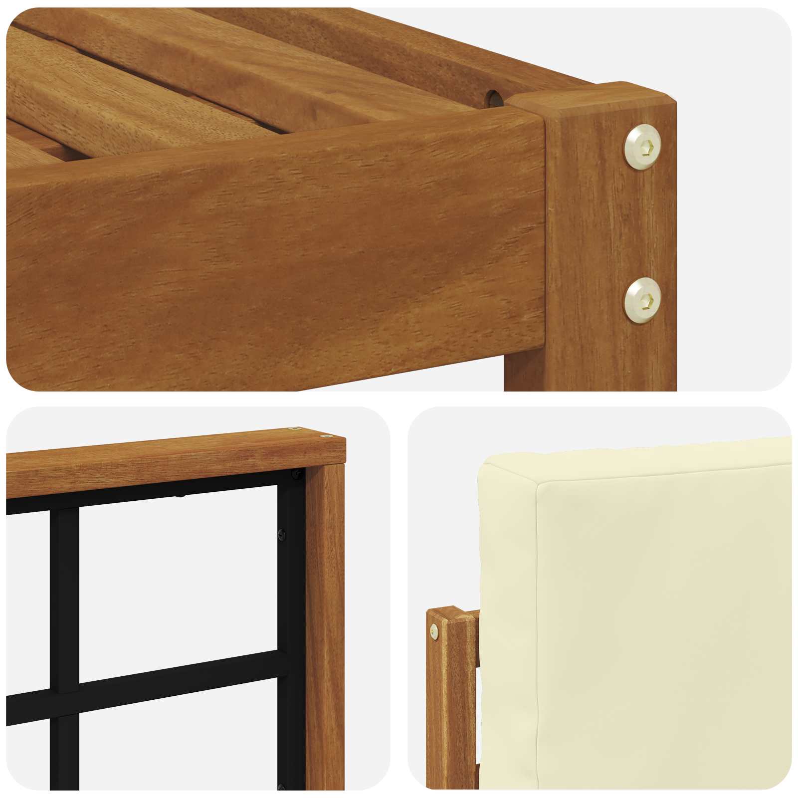 Set vanjskih sofa 5 pcs Prirodna i krem Čvrsto drvo akacije