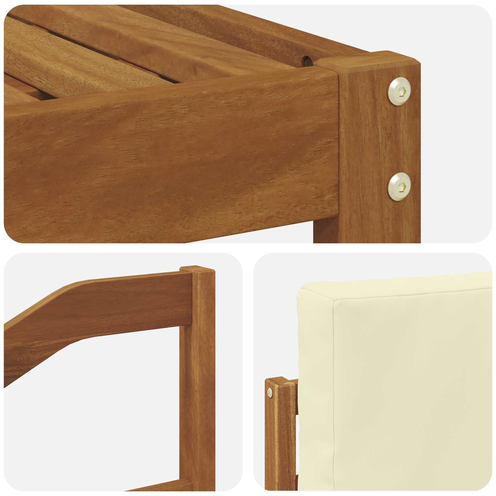 Set vanjskih sofa 5 pcs Prirodna i krem Čvrsto drvo akacije