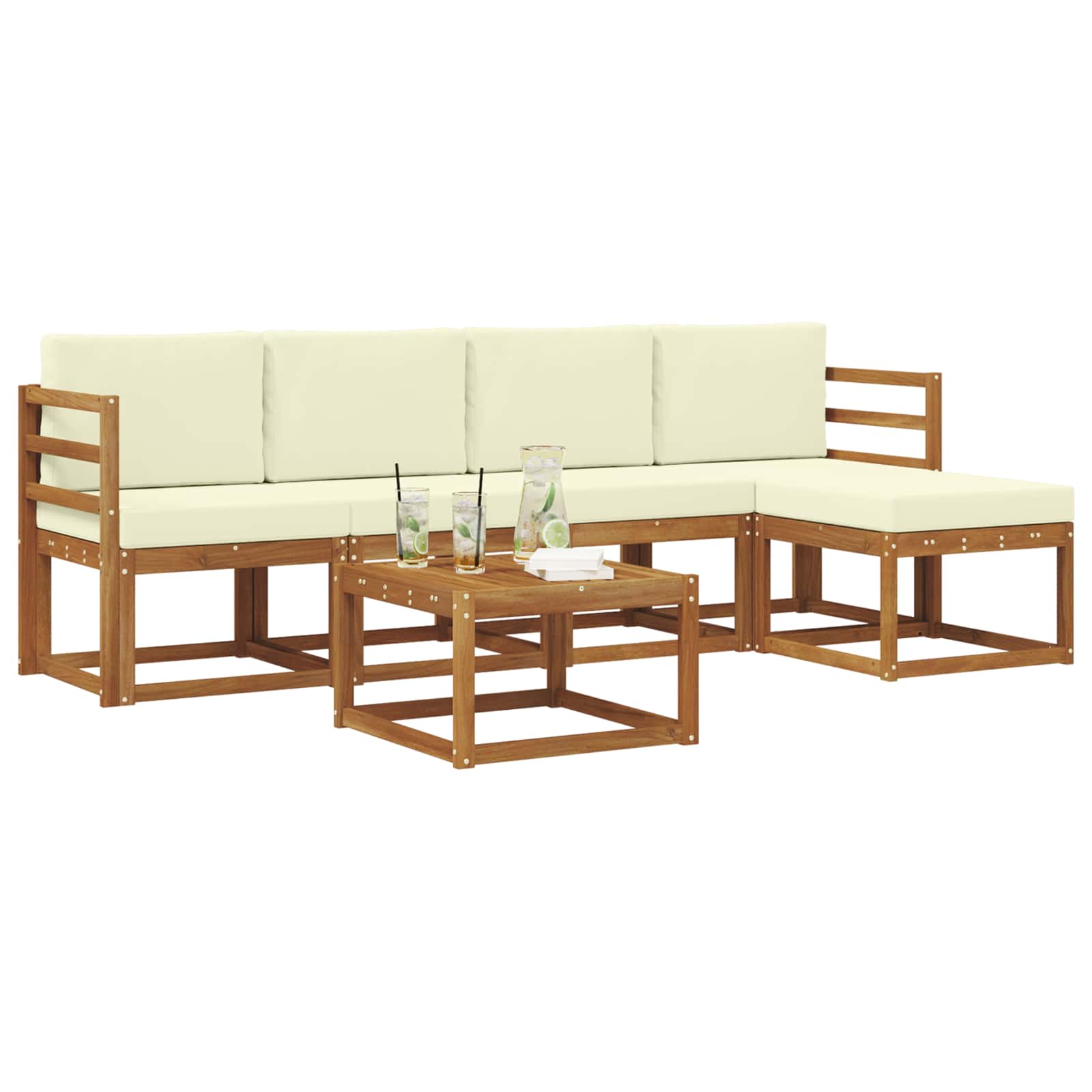 Set vanjskih sofa s jastukom 6 pcs Prirodna i krem