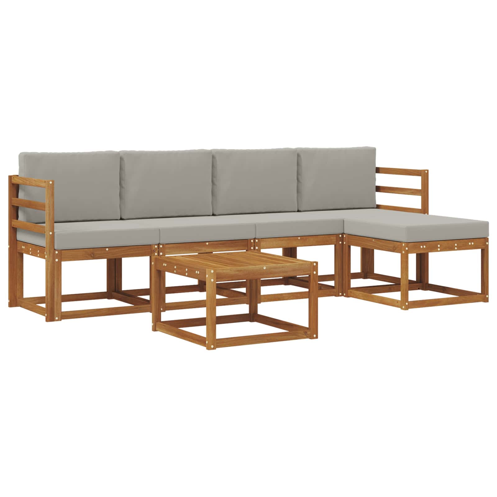 Set vanjskih sofa s jastukom 6 pcs Prirodna i svijetlo siva